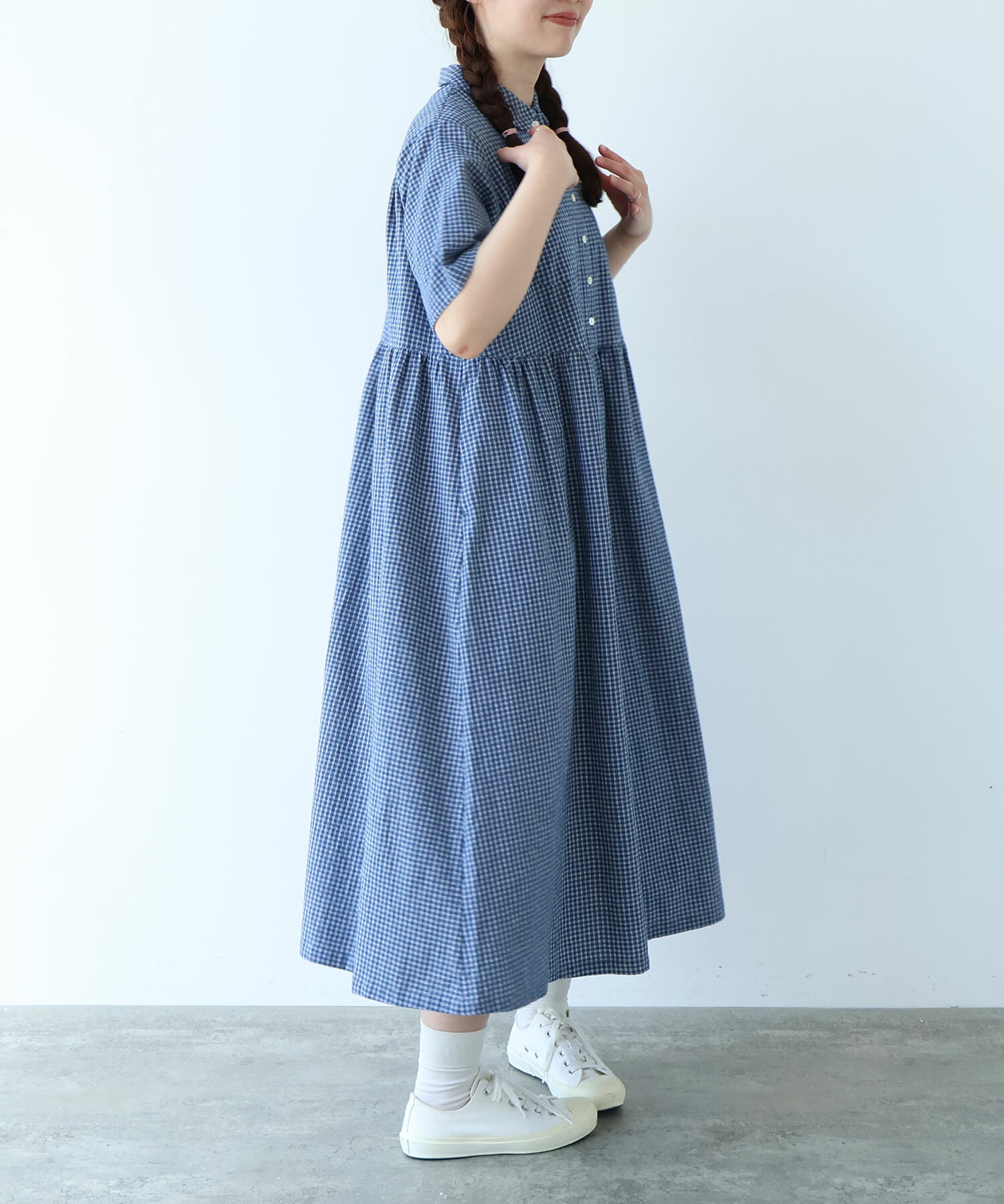AMBIDEX Store ○ 60s フレンチリネン シャツワンピース(F サックス