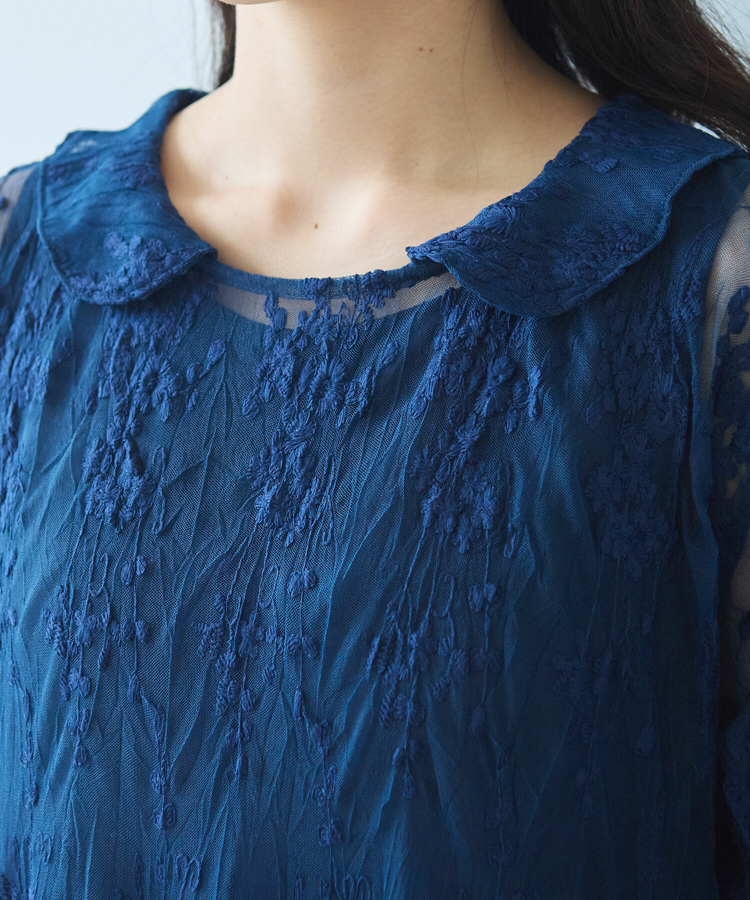 AMBIDEX Store 〇 tulle 刺繍 丸襟 ワンピース(F コン): bulle AMBIDEX Store 〇 tulle 刺繍 丸襟 ワンピース(F コン): bulle
