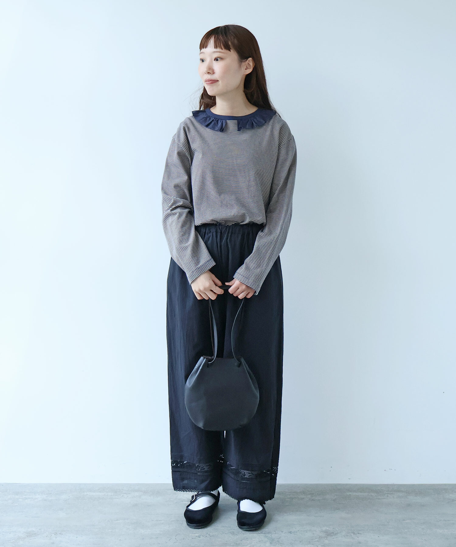 ふわさら AMBIDEX Store 〇 コットン / リネン lace×pin tuck パンツ(F クロ
