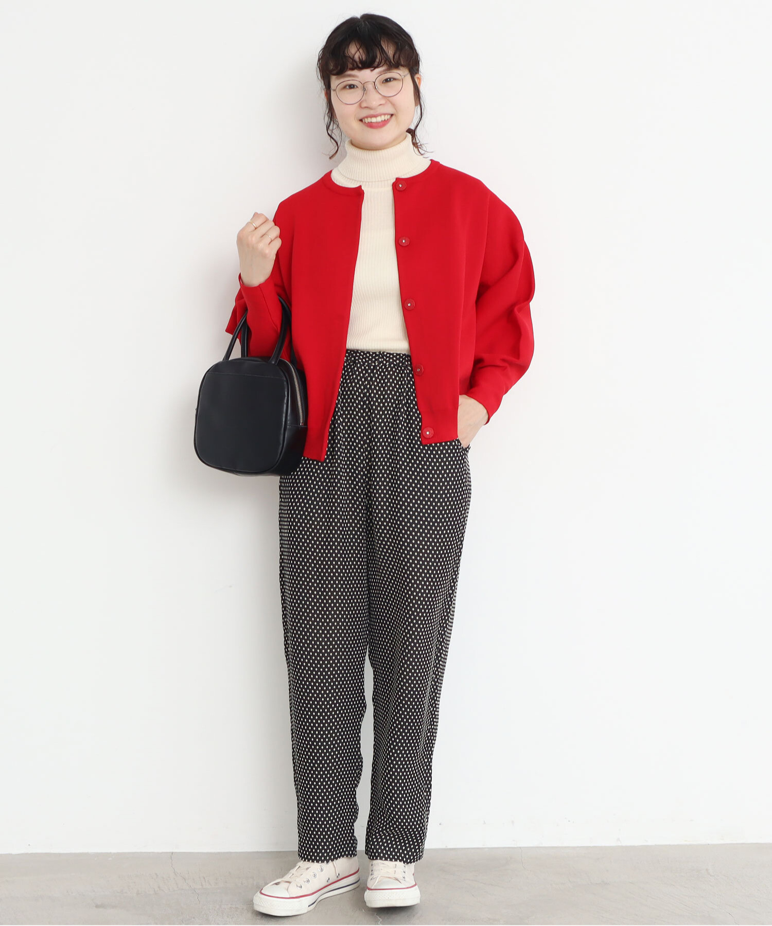 AMBIDEX Store 〇AMOSSAミラノリブ BIGサイズ カーディガン(F クロ): Dot and Stripes CHILD WOMAN