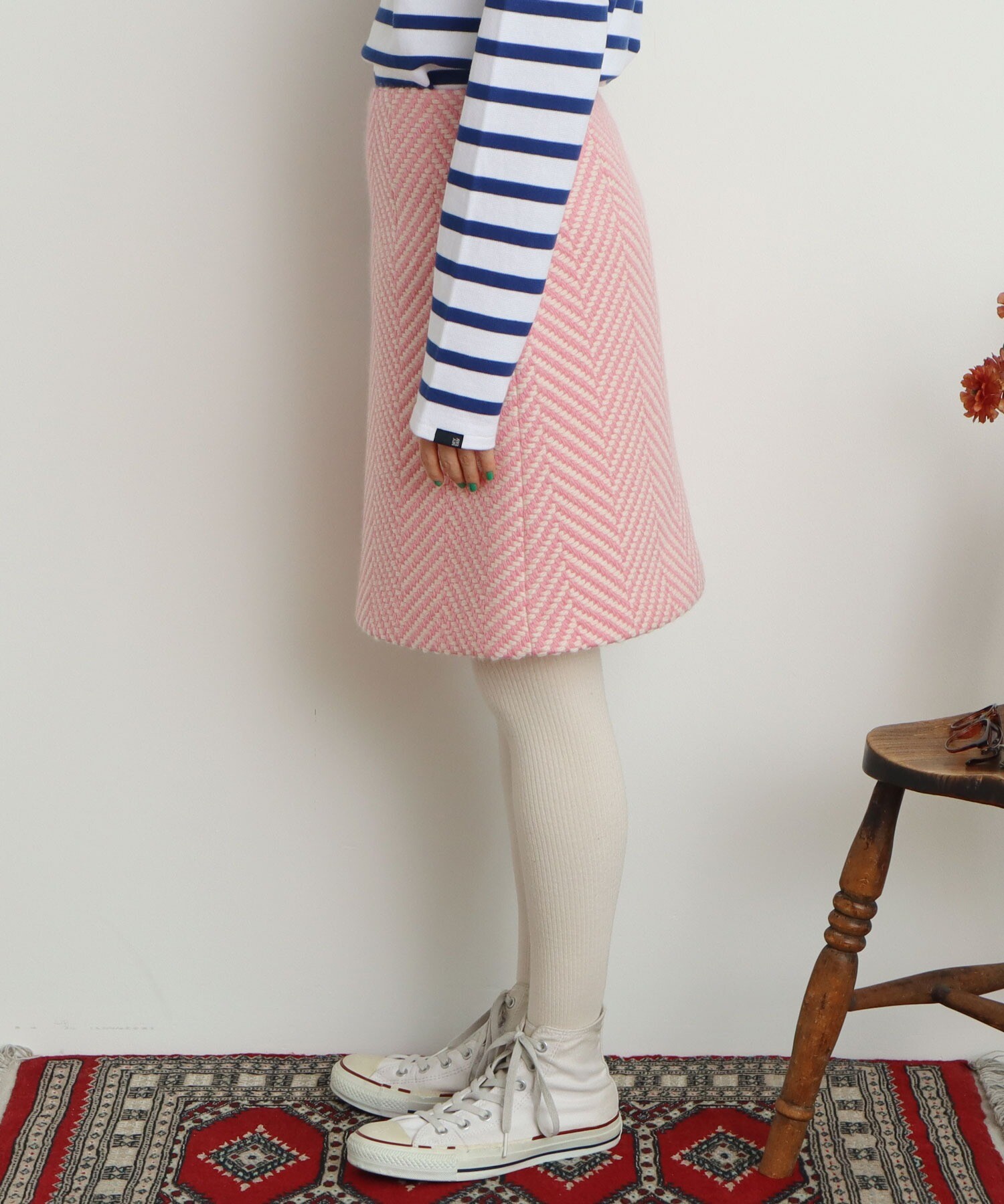 AMBIDEX Store ○ロービングヘリンボーン ミニスカート(36 ピンク ...