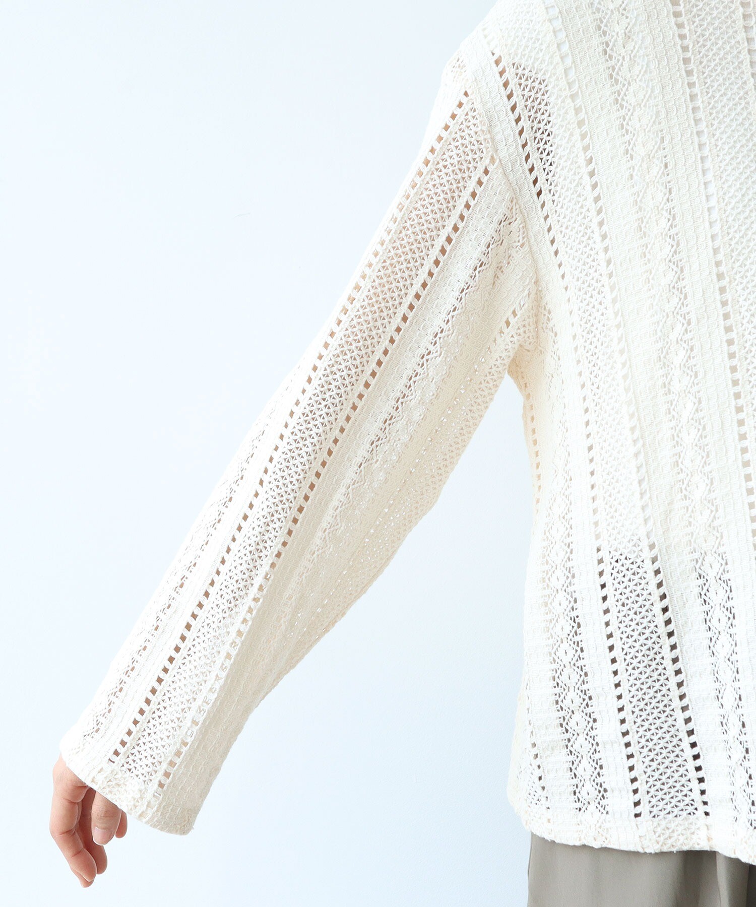 AMBIDEX Store コットン ruschel lace シャツジャケット(F クロ