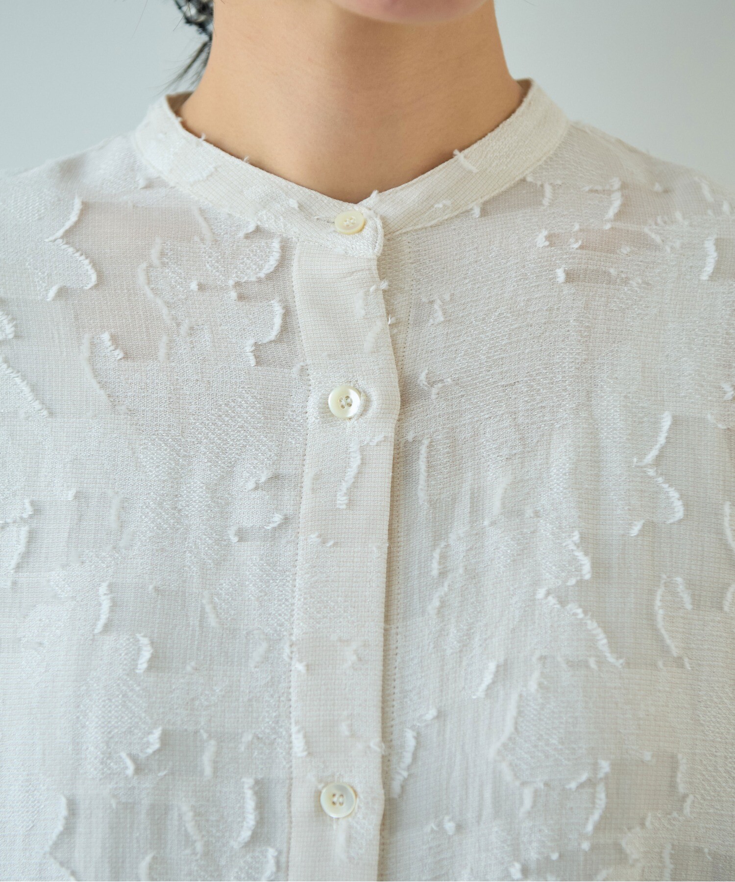 AMBIDEX Store シアーカットジャカード チュニックブラウス(F シロ): yuni