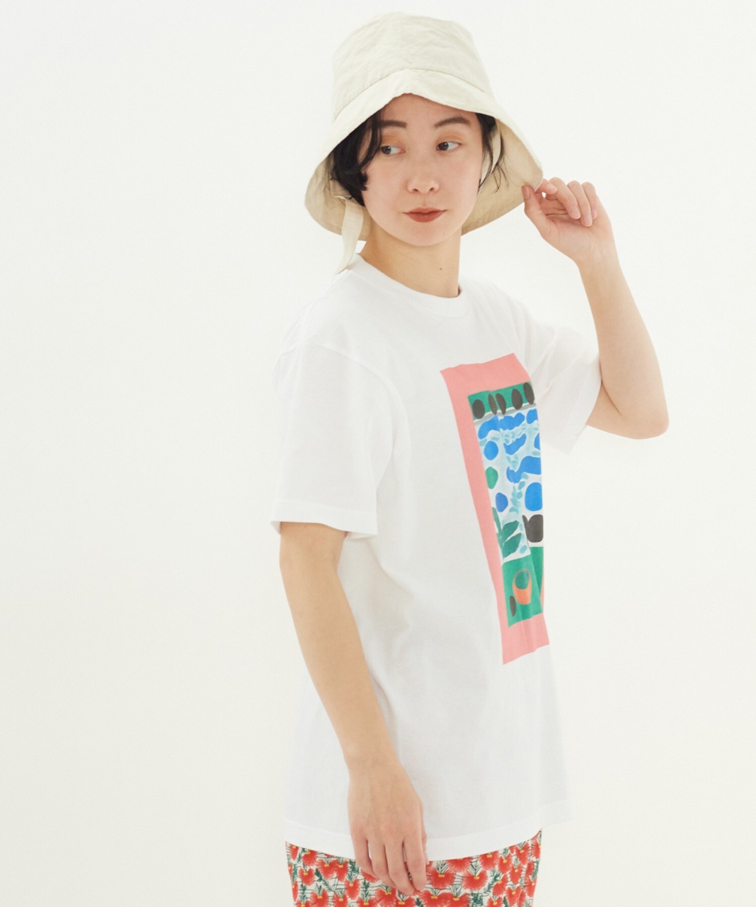 AMBIDEX Store ○コットン プリント Tシャツ(F ピンク): yuni