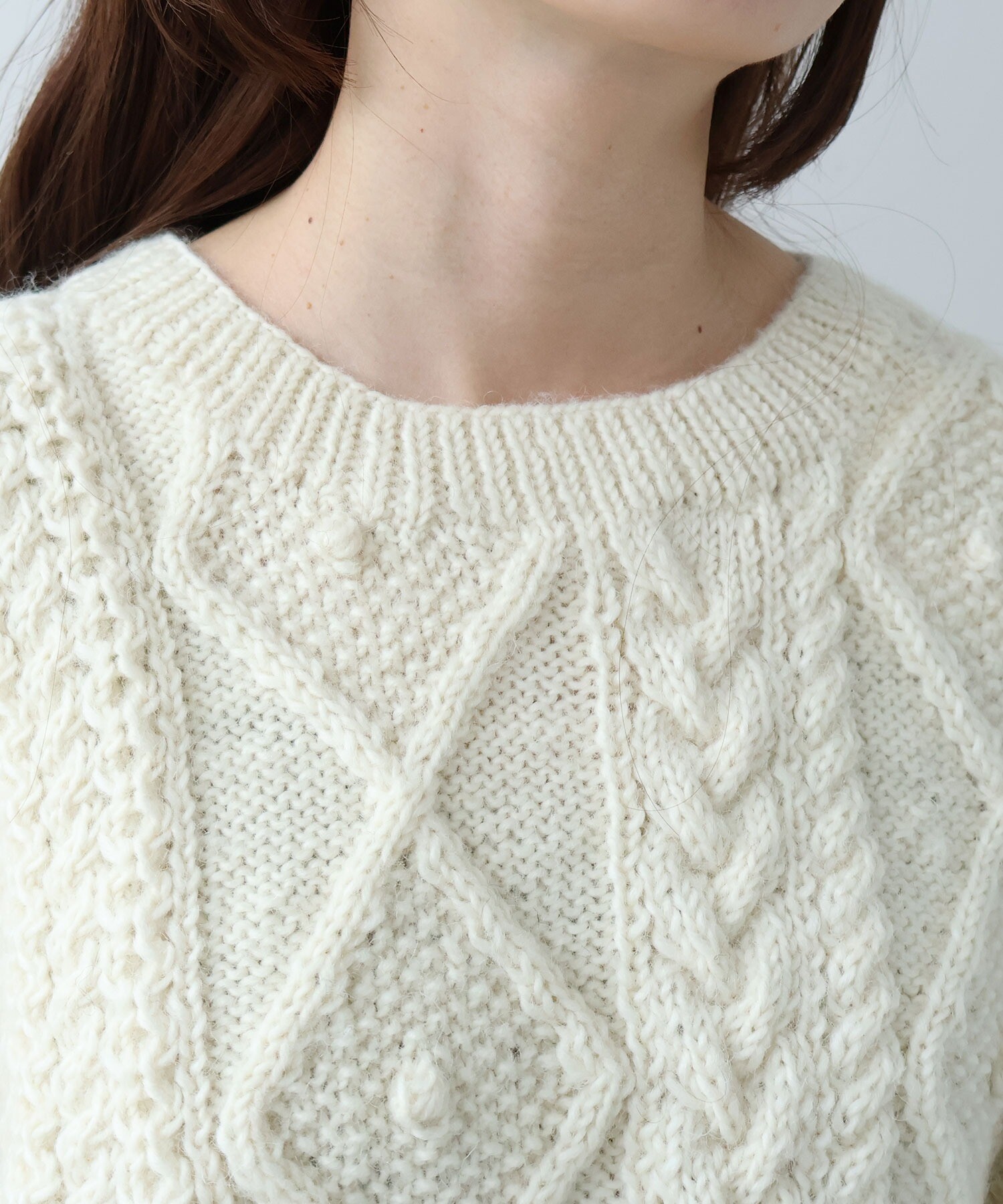 AMBIDEX Store ネパールハンドニット プルオーバー(F シロ): yuni