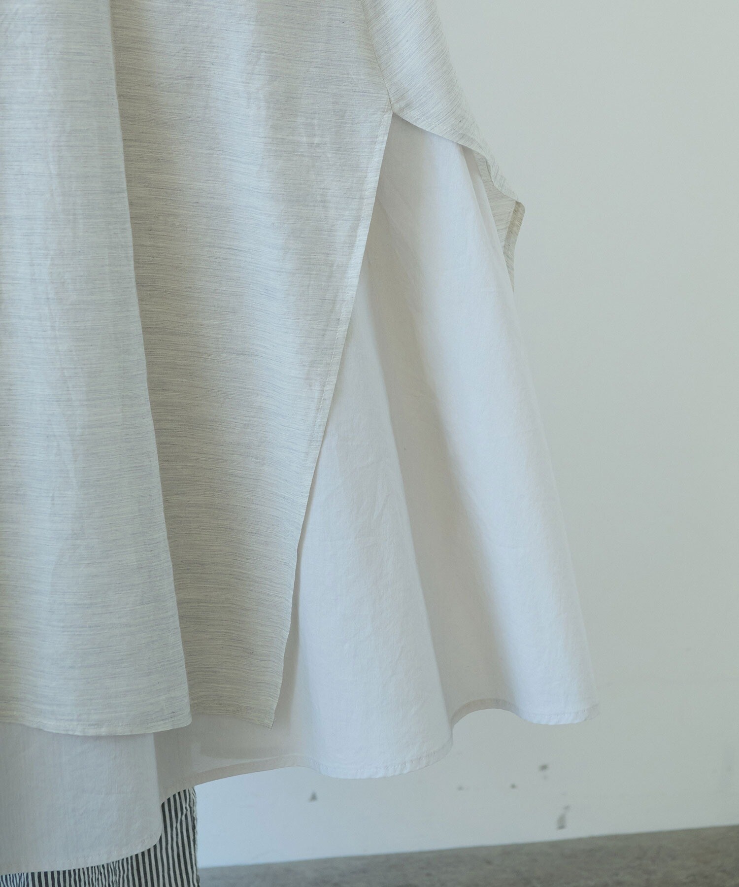 BEADSLEY コットン シルク レイヤード ワンピース AMBIDEX Store △コットン/シルク レイヤードワンピース(F