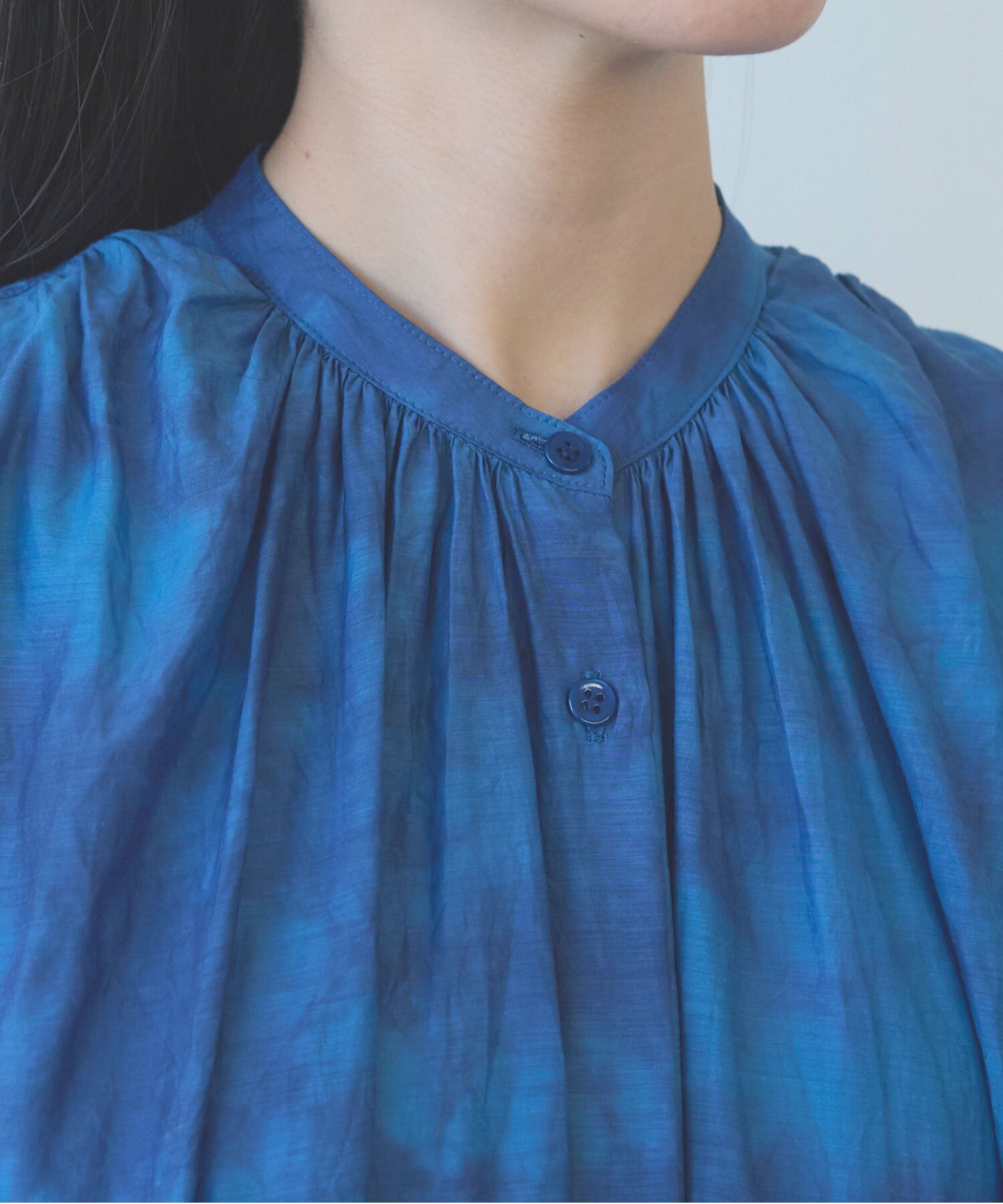 AMBIDEX Store 100/1cotton cupla diffused dye 2way gather shirt