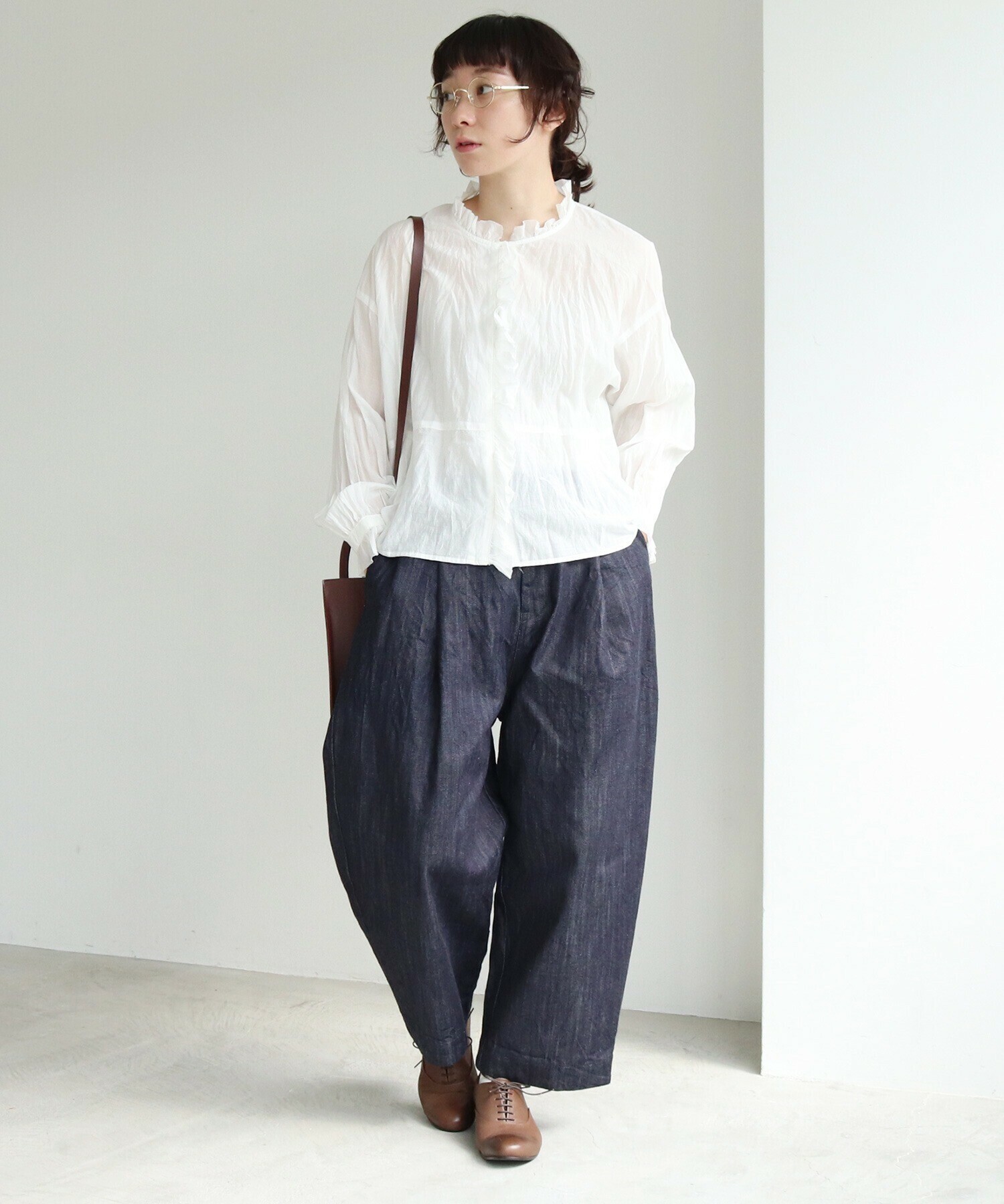 AMBIDEX Store cotton denim back gom パンツ(S コン): yuni