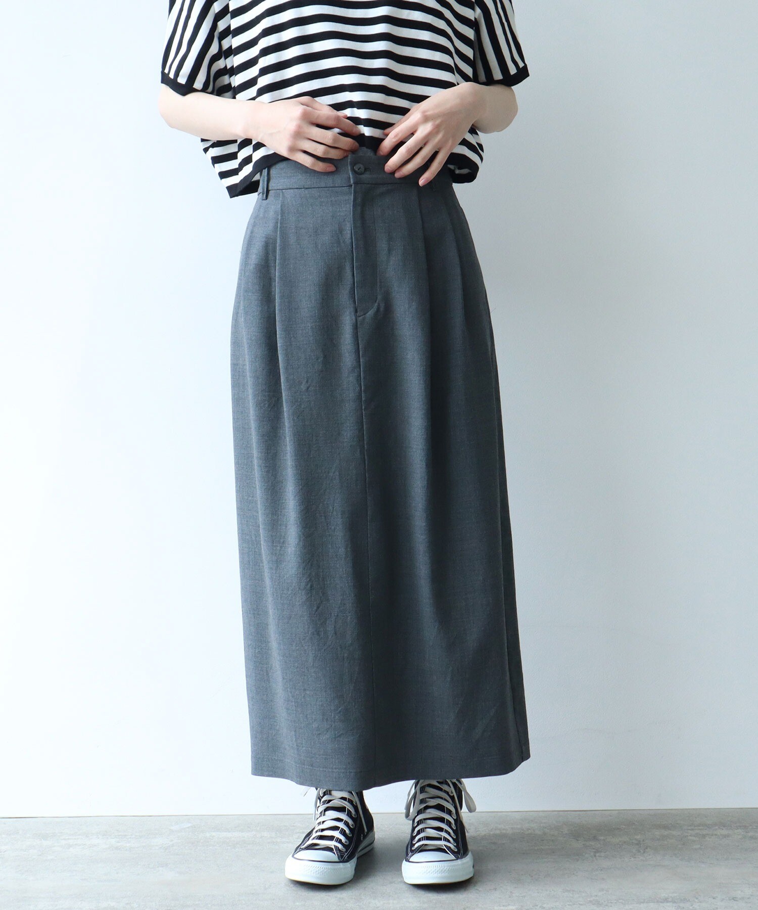 AMBIDEX Store サマーウール コクーンタイトスカート(F グレー): yuni