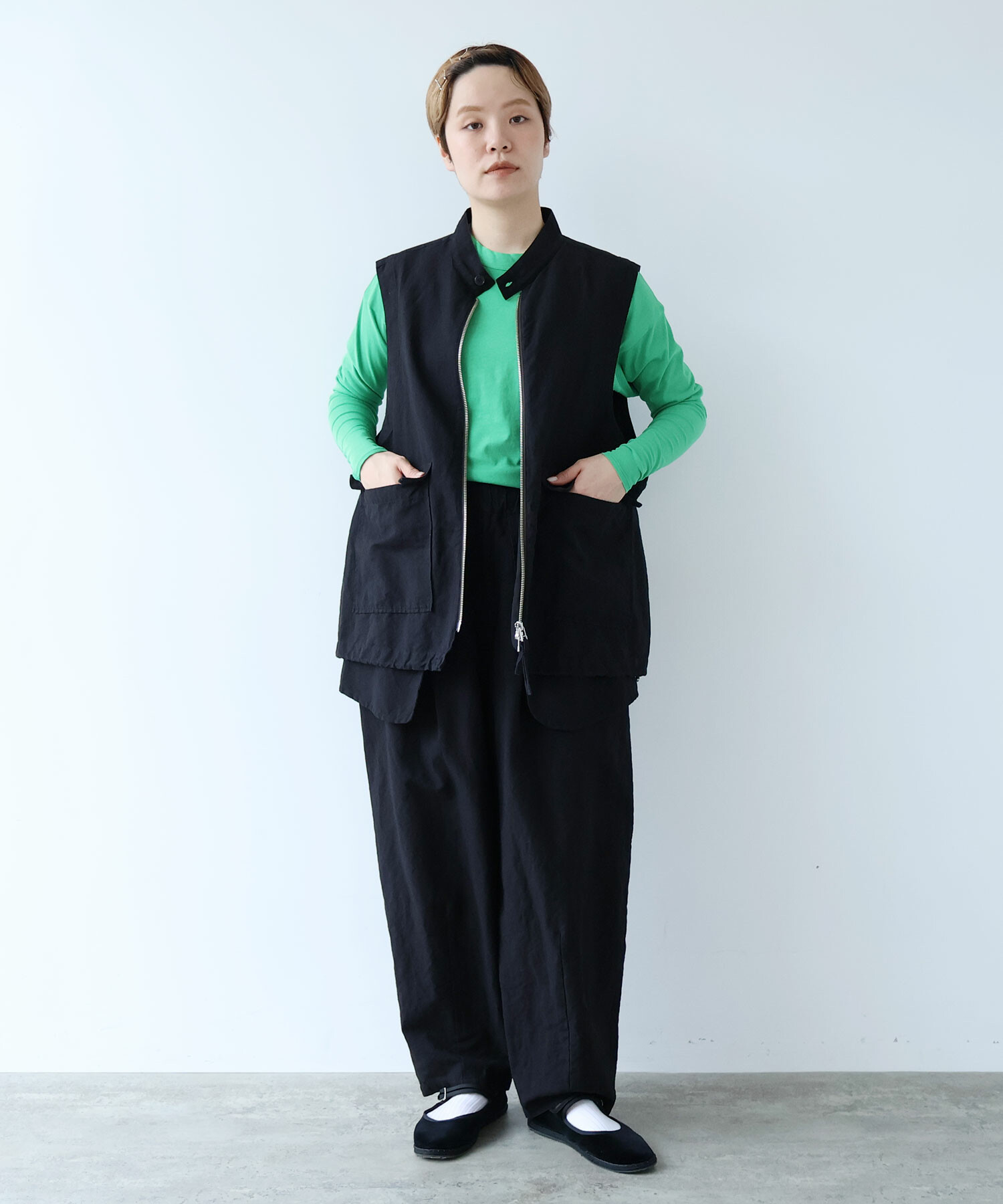 AMBIDEX Store Li/Cクロスワッシャー/CHECK ZIP ベスト(F BLACK): buoybuoy
