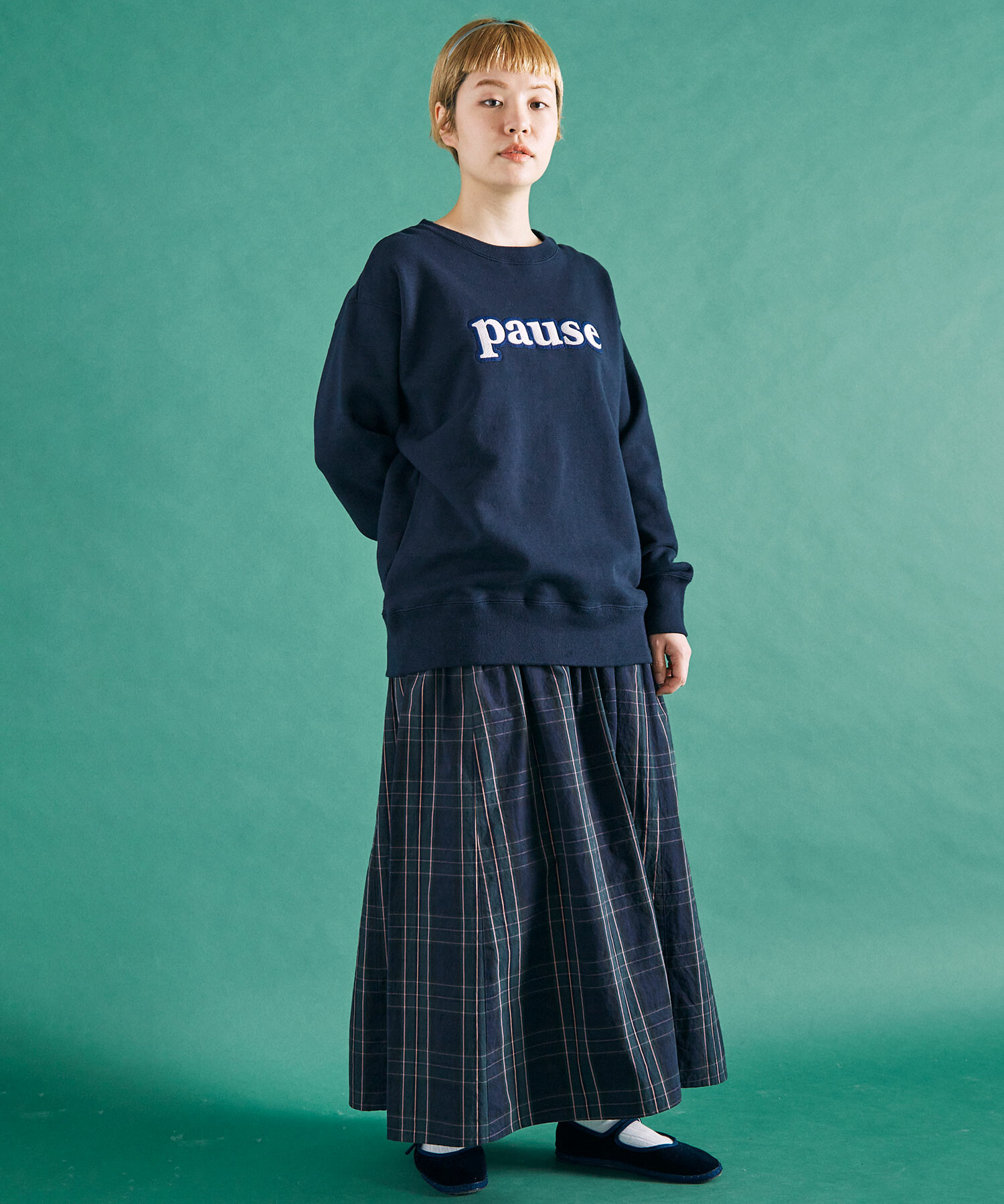 AMBIDEX Store △○30/8裏毛 pause ロゴ プルオーバー(F NAVY): FLAT 