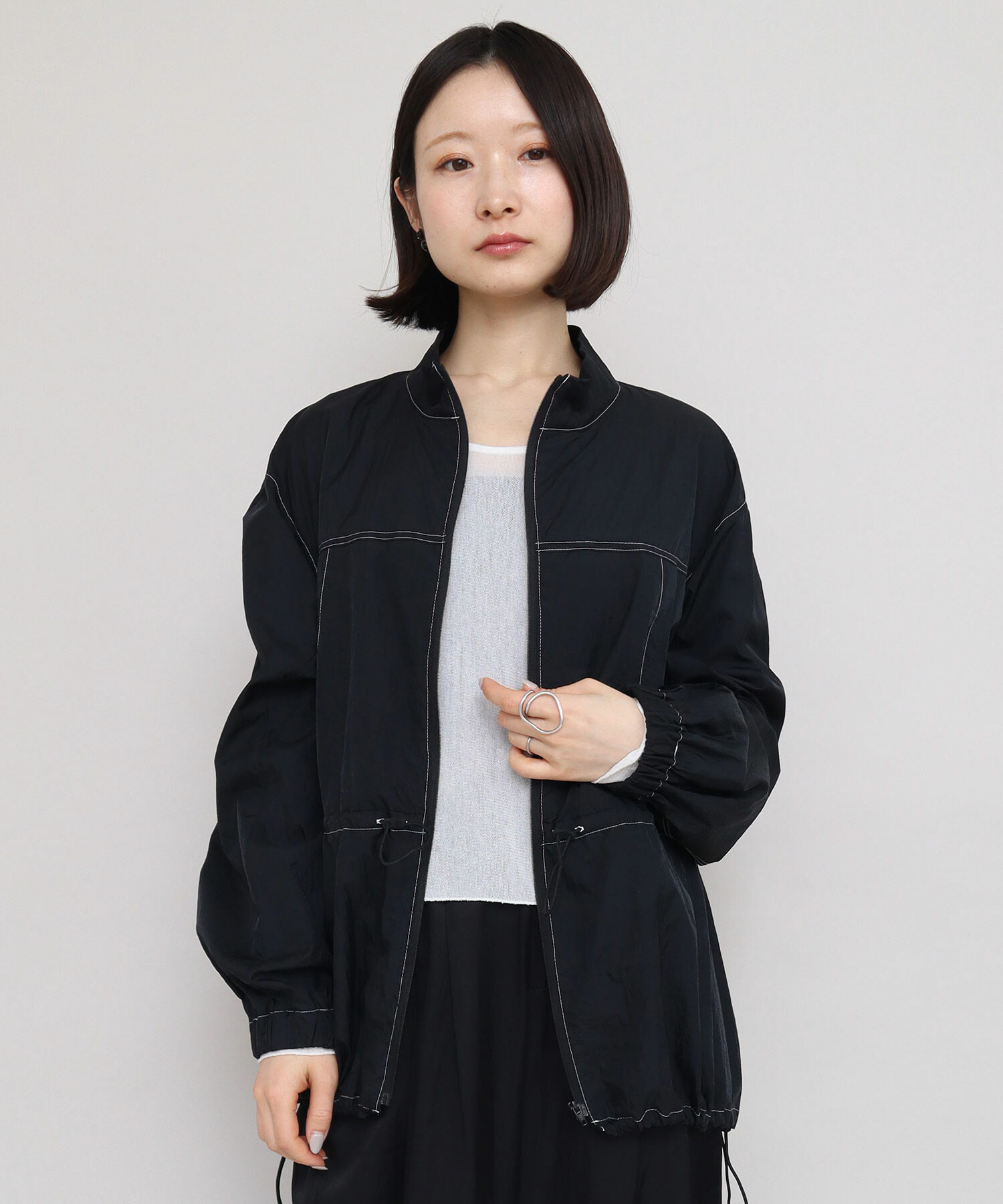 AMBIDEX Store 〇シースルータフタ ジップブルゾン(F シロ): iki