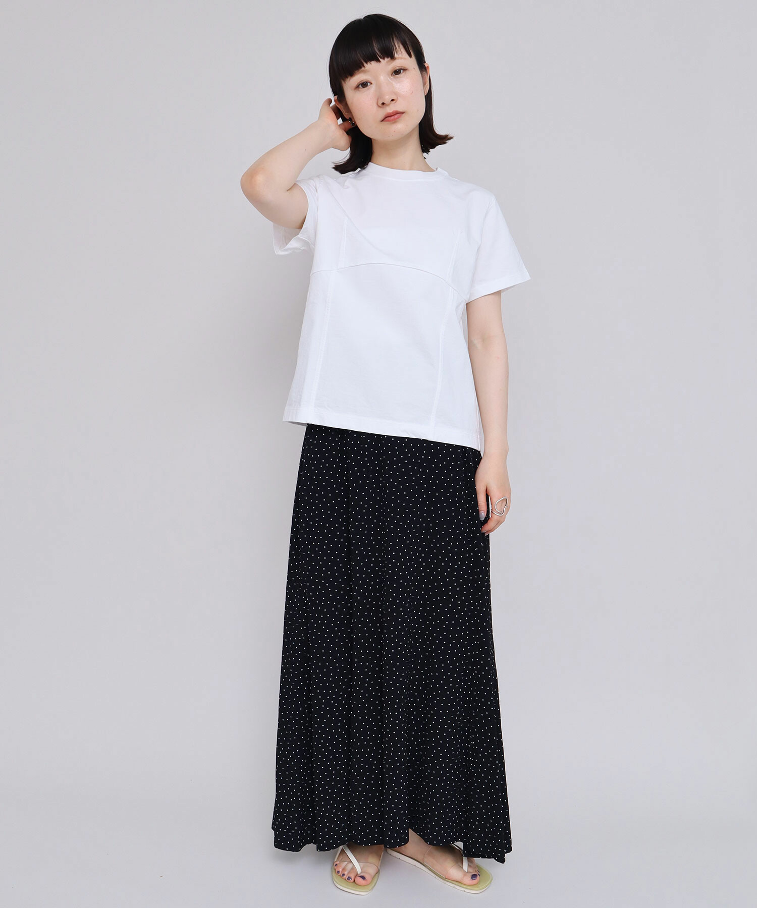 シロページです AMBIDEX Store △〇ヘビー度詰め天竺 切り替えチビTシャツ(F