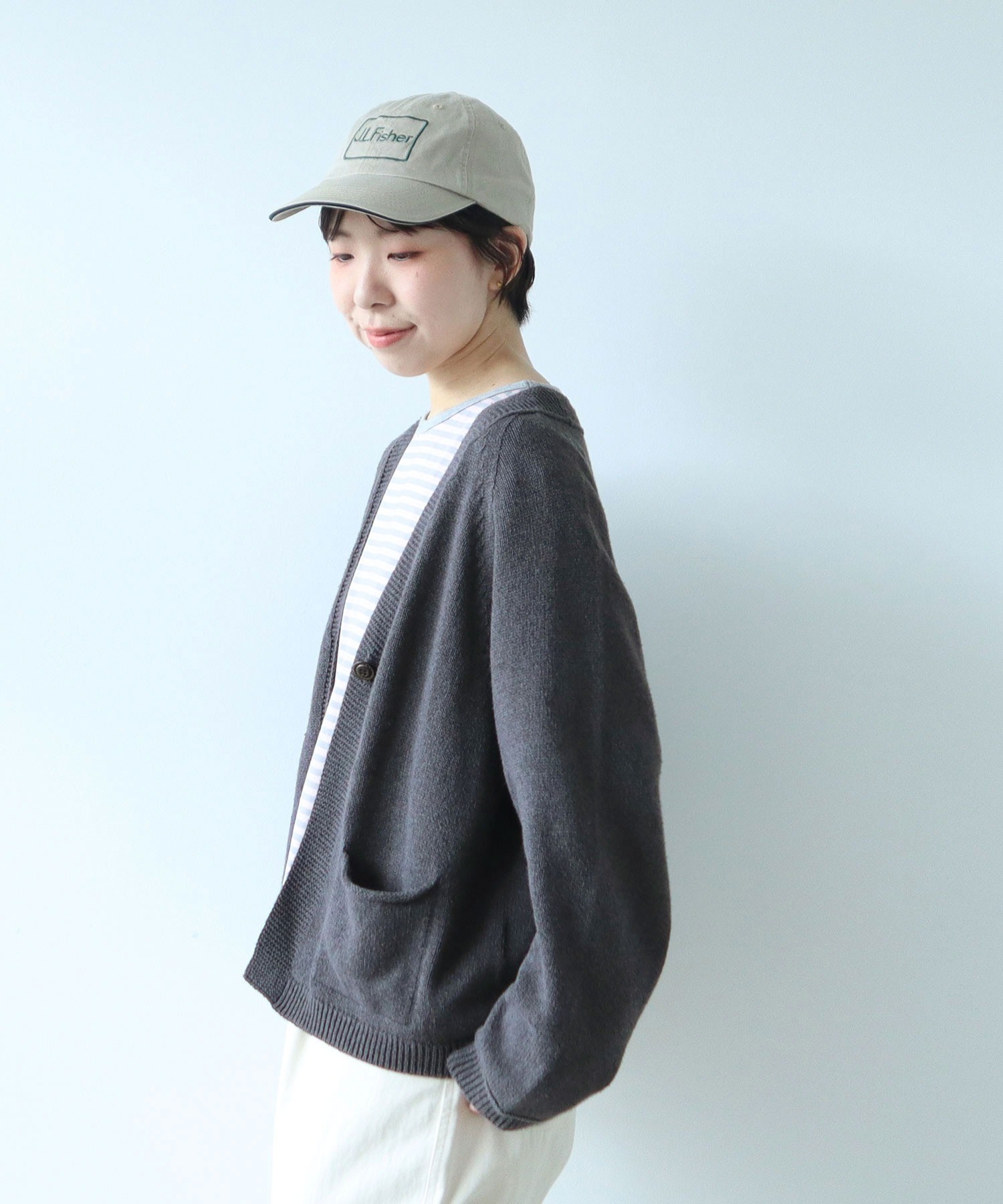 23SS 完売品✨デプレ コットンシルクミラノリブVネックジレ ブラウンFREE セール】 コットンシルクミラノリブ Vネックジレ （ニット