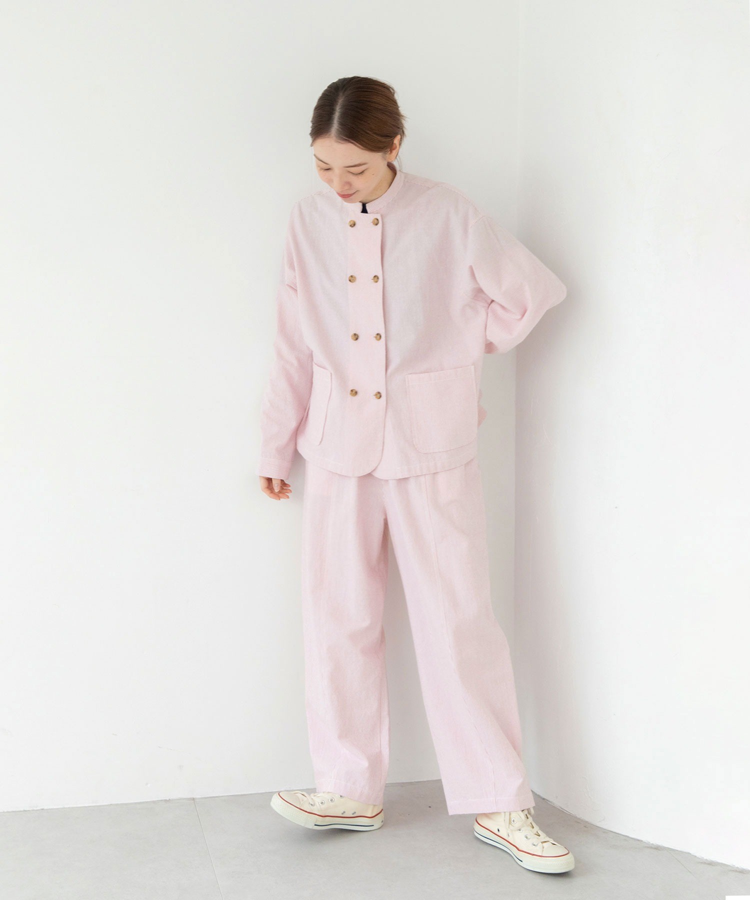 PAR IＣＩ　パーリッシィ　シボコットン切り替えパンツ セール】シボコットン 切り替えパンツ (セットアップ対応