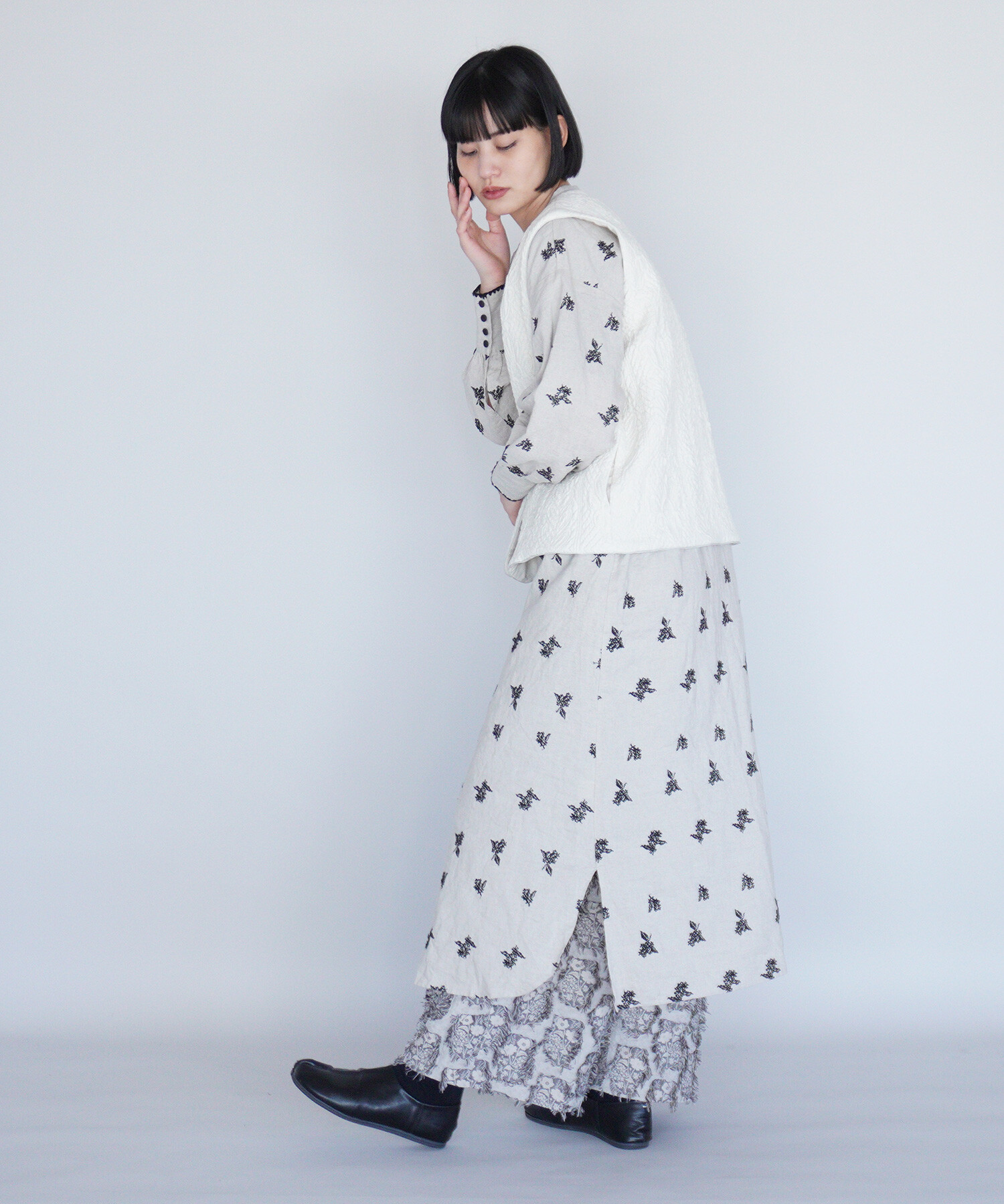 AMBIDEX Store 〇金木犀 embroidery ワンピース(F ベージュ