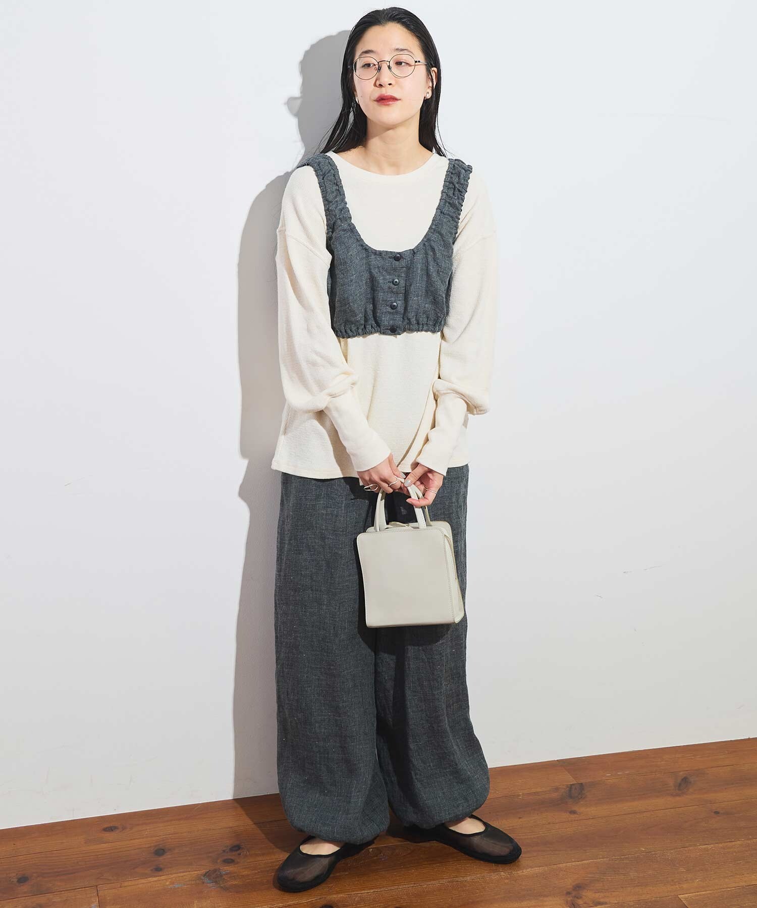AMBIDEX Store 〇classic LINEN bustier (F コゲチャ): l
