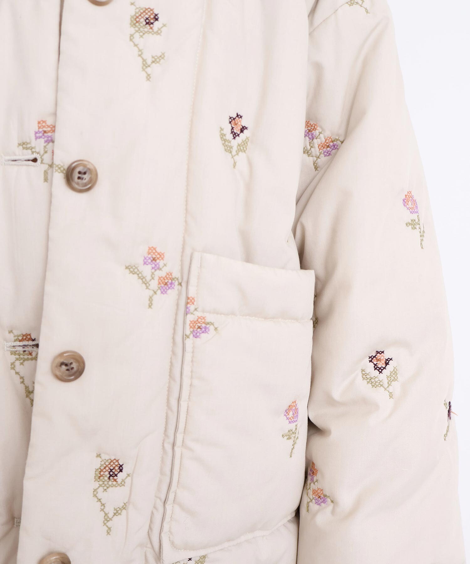 AMBIDEX Store 〇お花のクロスステッチ キルト刺繍コート(F コン): l