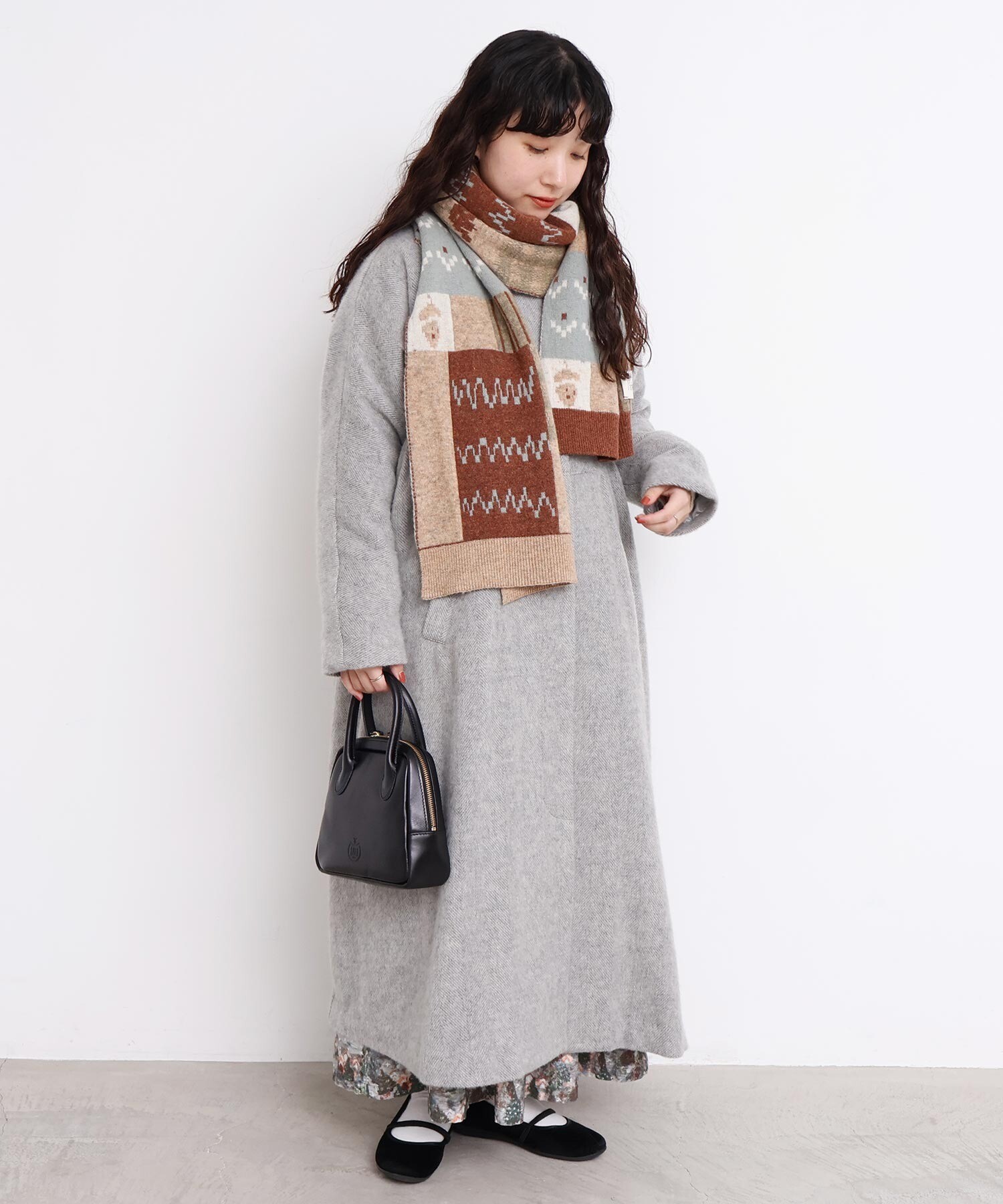 AMBIDEX Store 〇カラフルジャガード ふとマフラー(F グレー): l