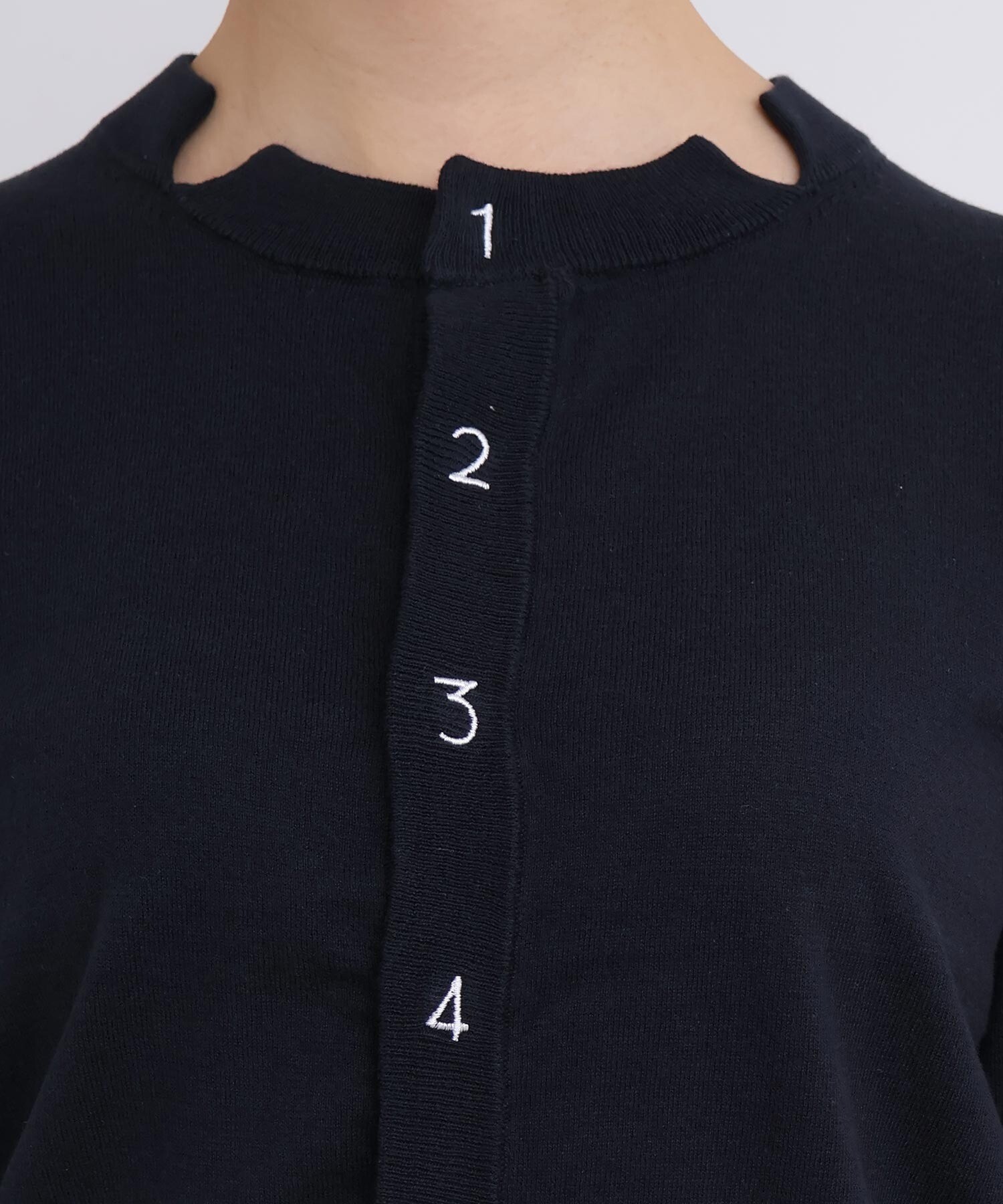 AMBIDEX Store コットン数字刺繍 クルーカーディガン(F サックス): l