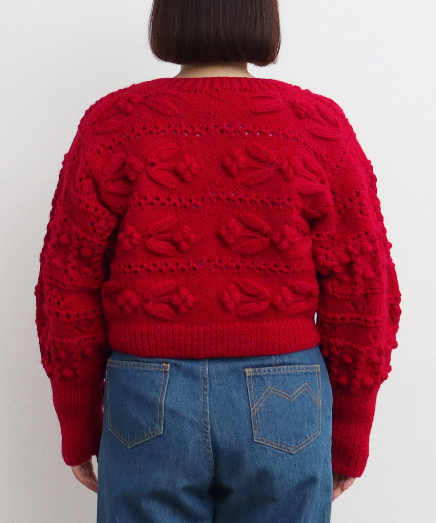 ネパールギルボックス もよう編みショートカーディガン