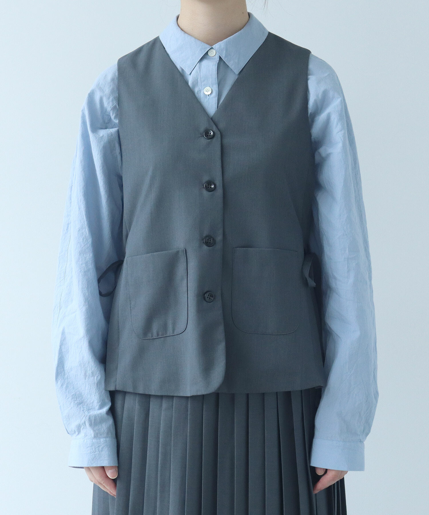 AMBIDEX Store △〇 T/R サイドプリーツベスト(F グレー): bulle de savon