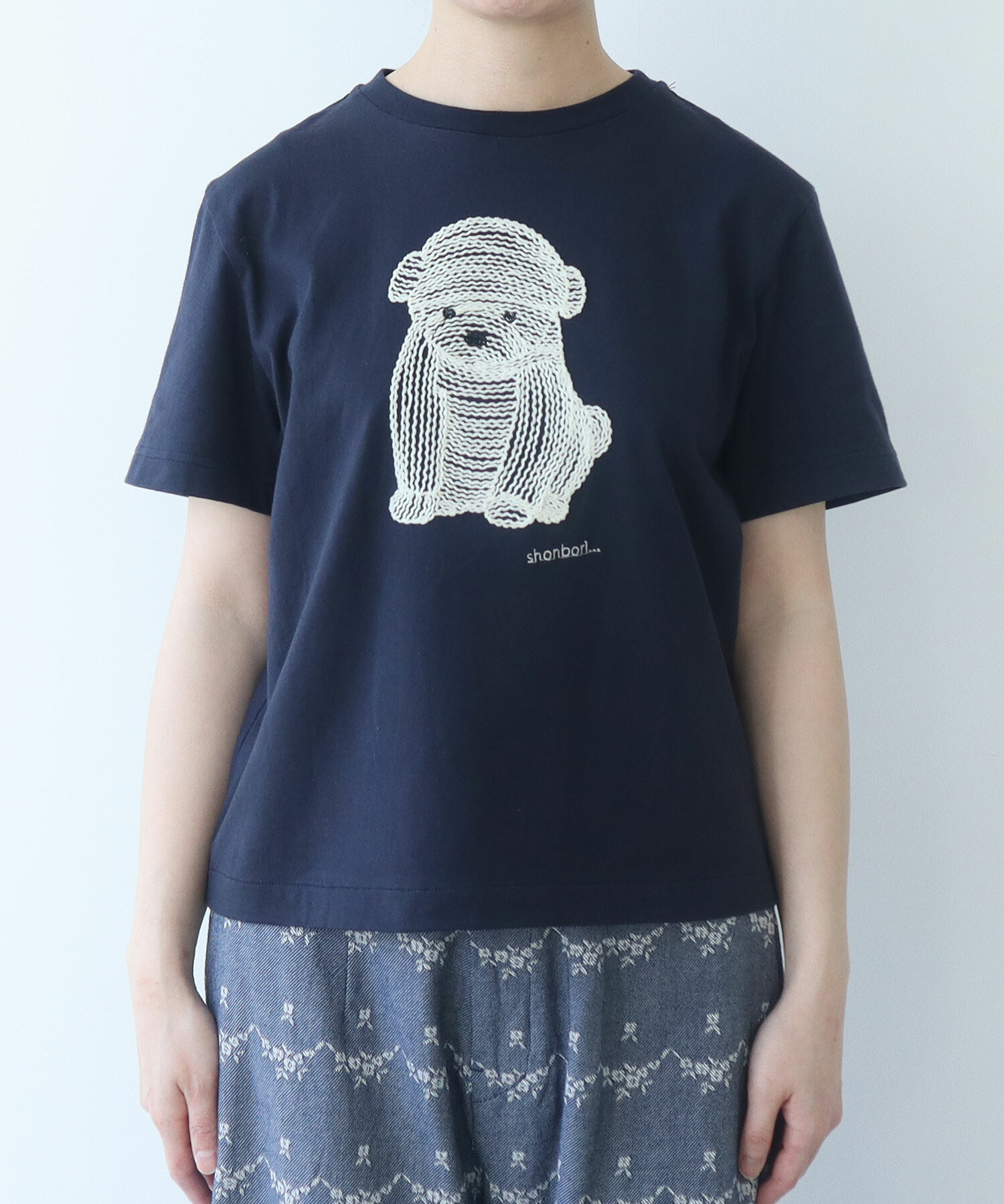 AMBIDEX Store △〇 しょんぼりいぬ 刺繍 Tシャツ(F アカ