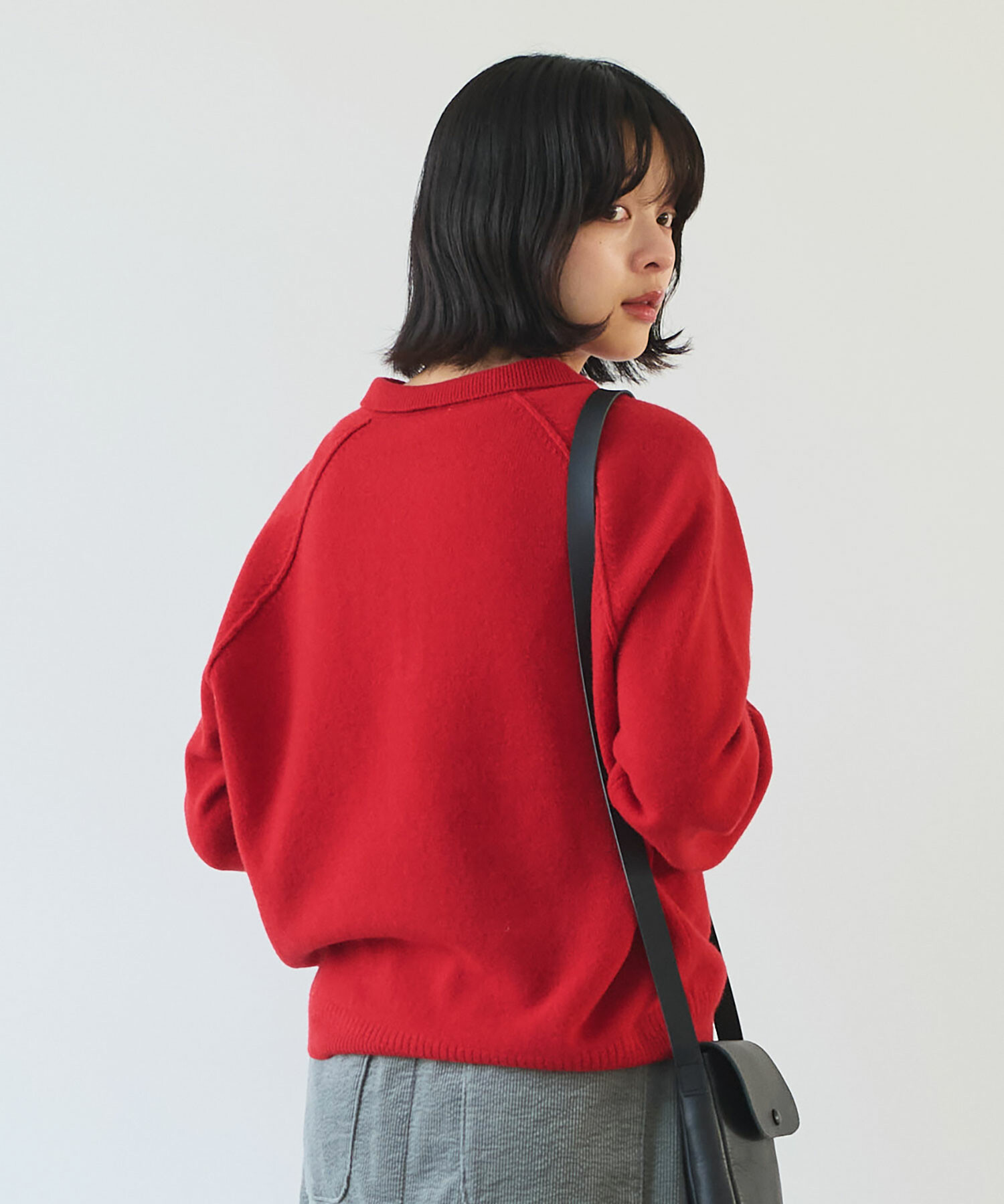 AMBIDEX Store 〇 ジーロンラム ポロニット プルオーバー(F アカ