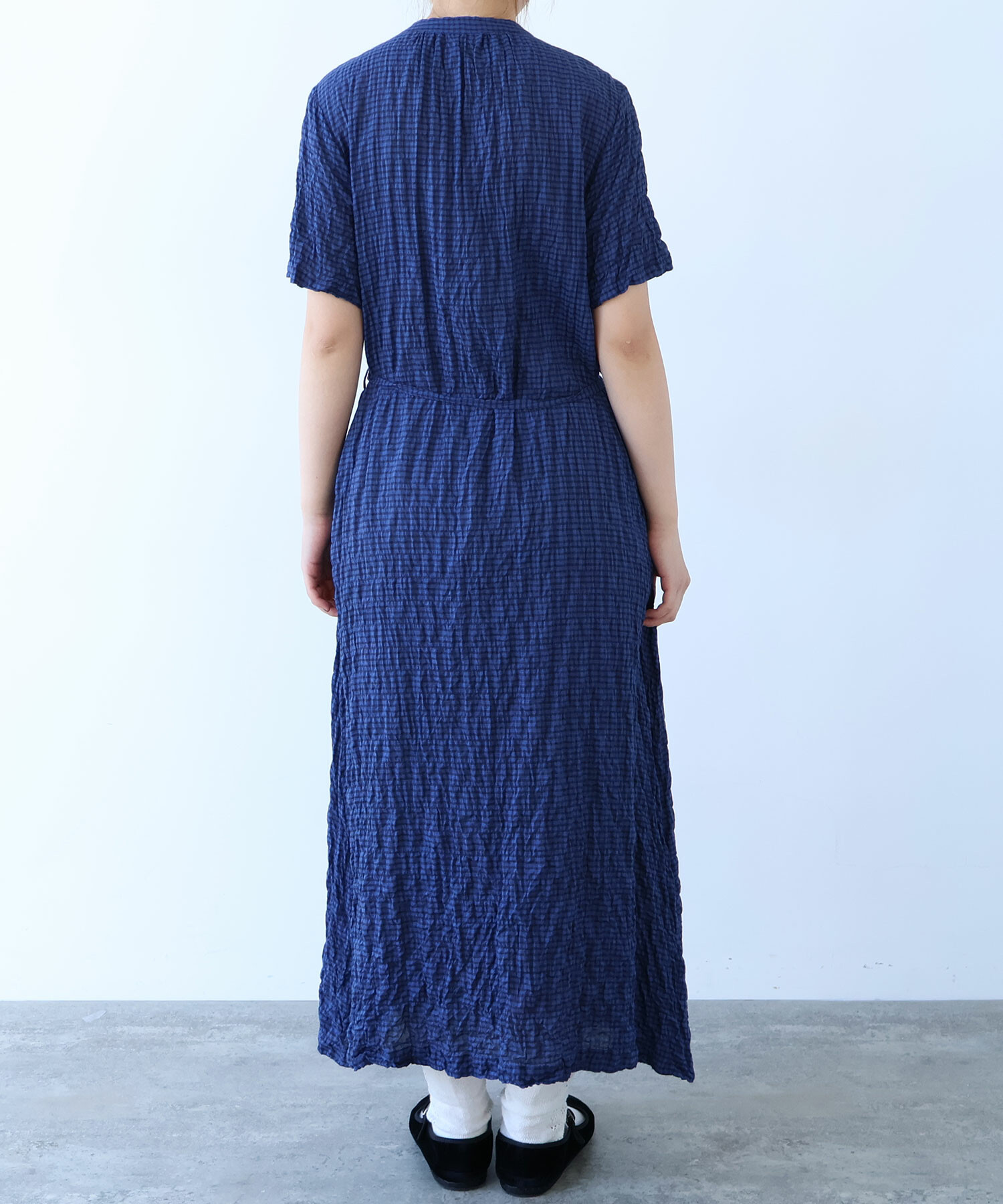 AMBIDEX Store ○ shirring mini check ワンピース(F アオ): bulle de