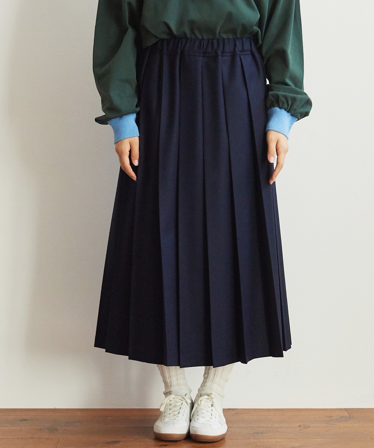 AMBIDEX Store ○2 / 60 サキソニー プリーツスカート(F ネイビー