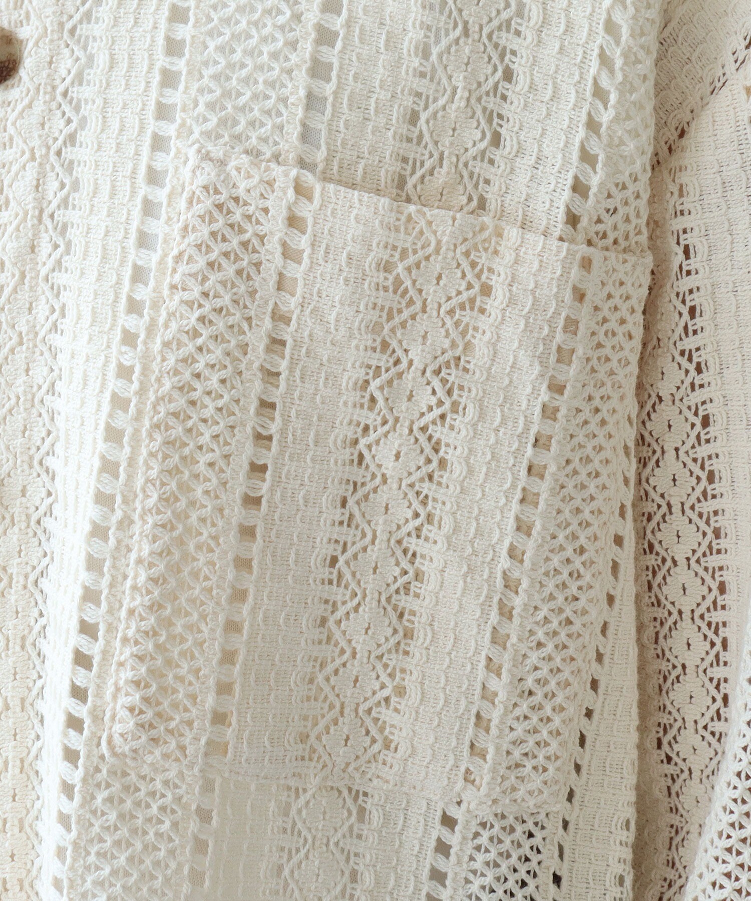 AMBIDEX Store コットン ruschel lace シャツジャケット(F クロ