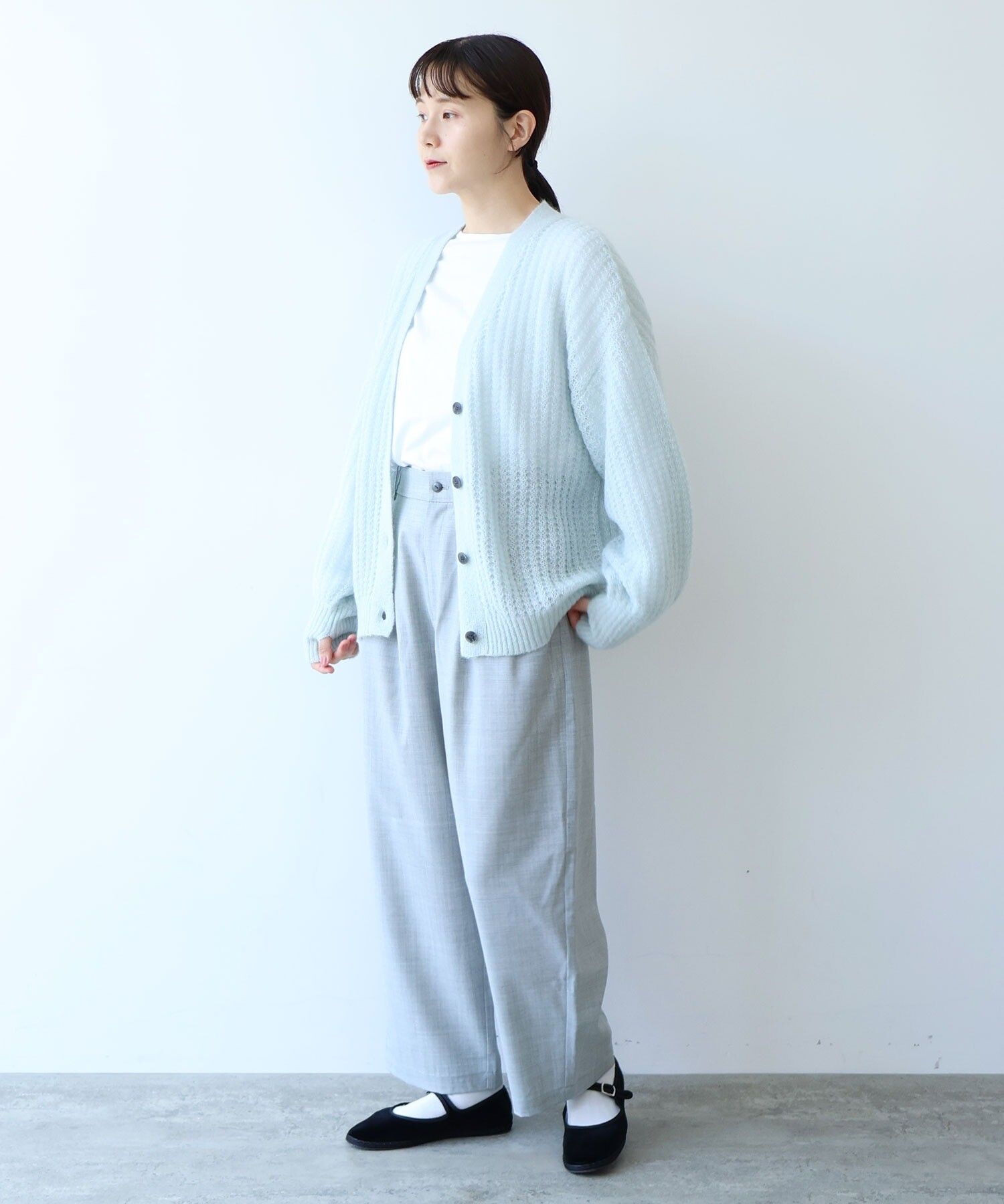 Acka.◆カーディガン(厚手)/FREE/ナイロン/BEG/無地/214 AMBIDEX Store 【予約販売】○ウール/mohair/ナイロン
