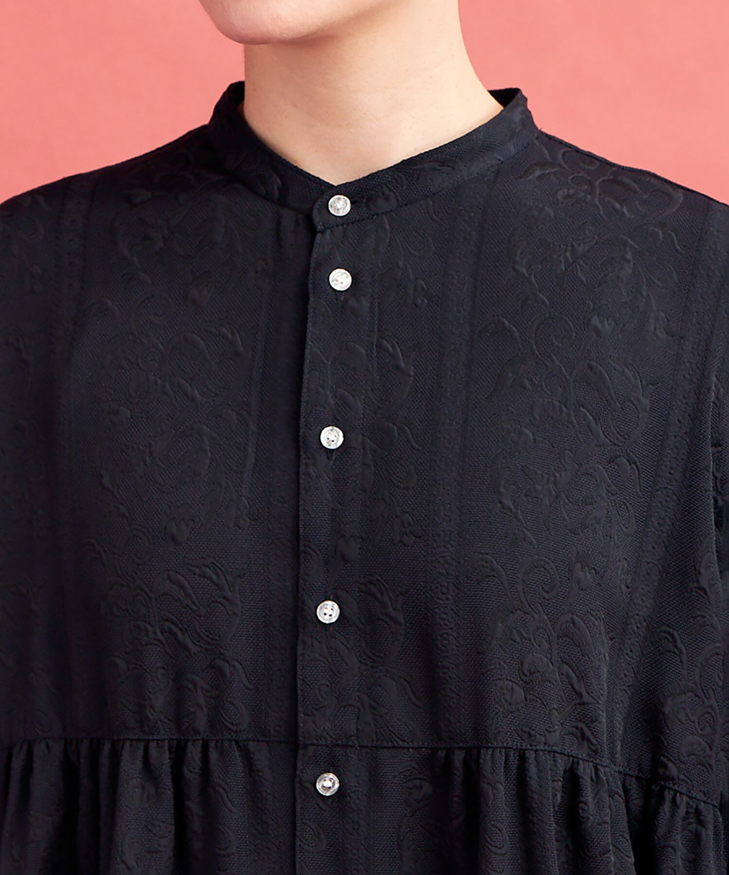 AMBIDEX Store ○botanical stripe gather シャツ(F NAVY): FLAT