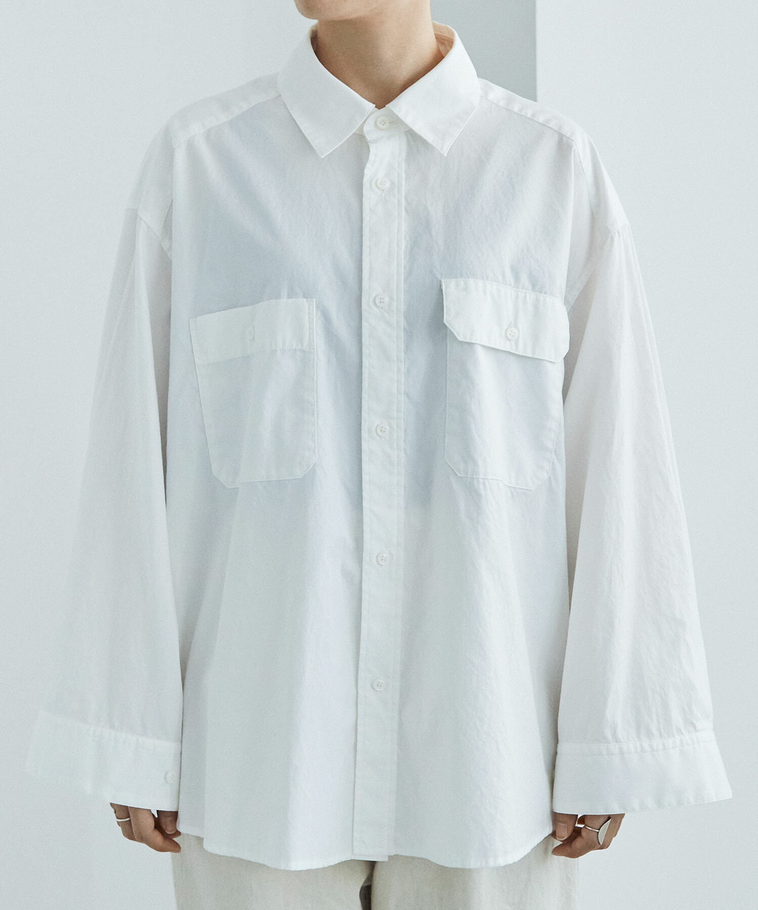 AMBIDEX Store FINX OX WIDE SLEEVE SHIRTS(F OX WHITE): FLAT-cic-HATENA