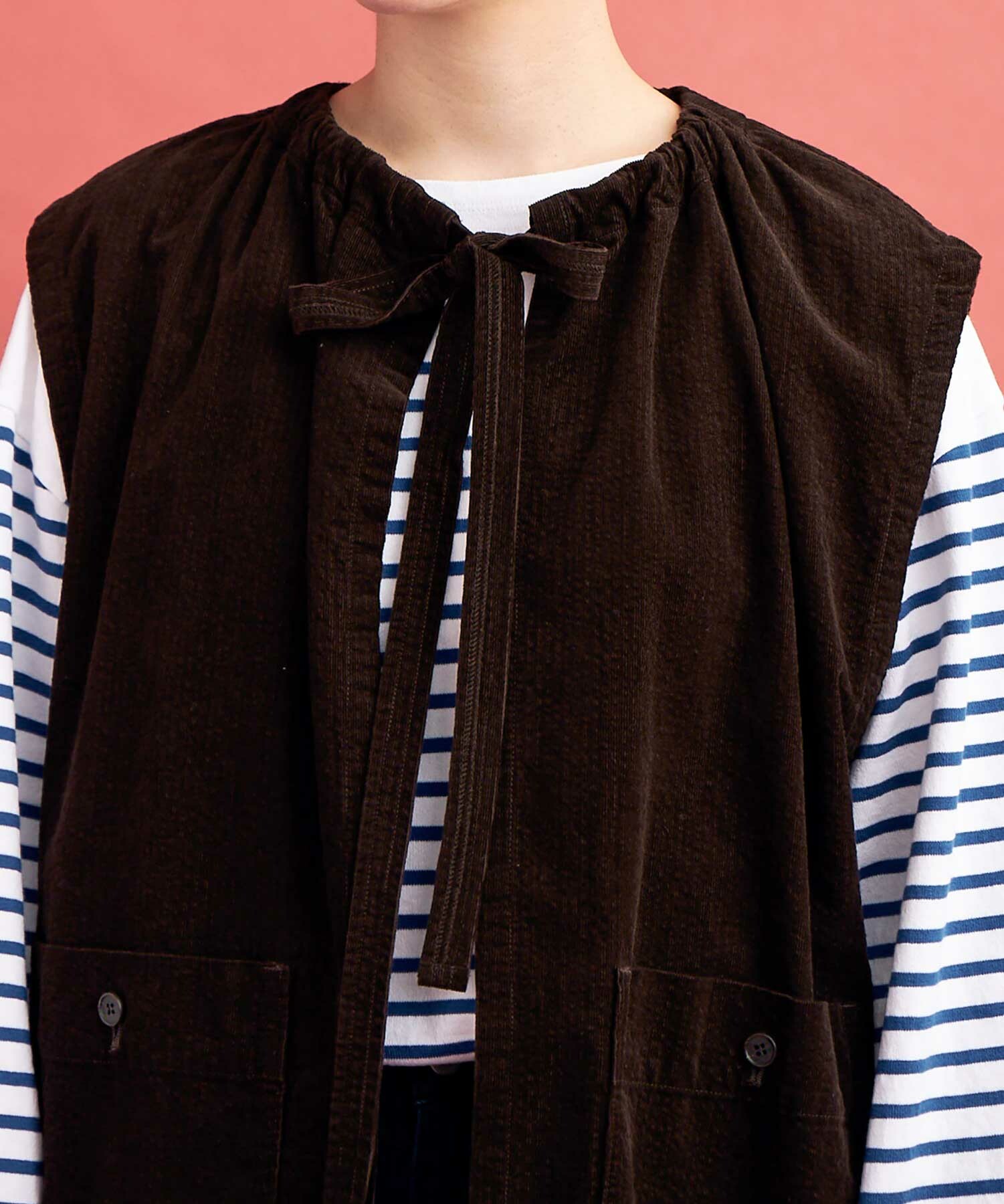 AMBIDEX Store ○VINTAGE RIPPLE SMOCK ベスト(F DEEP BROWN