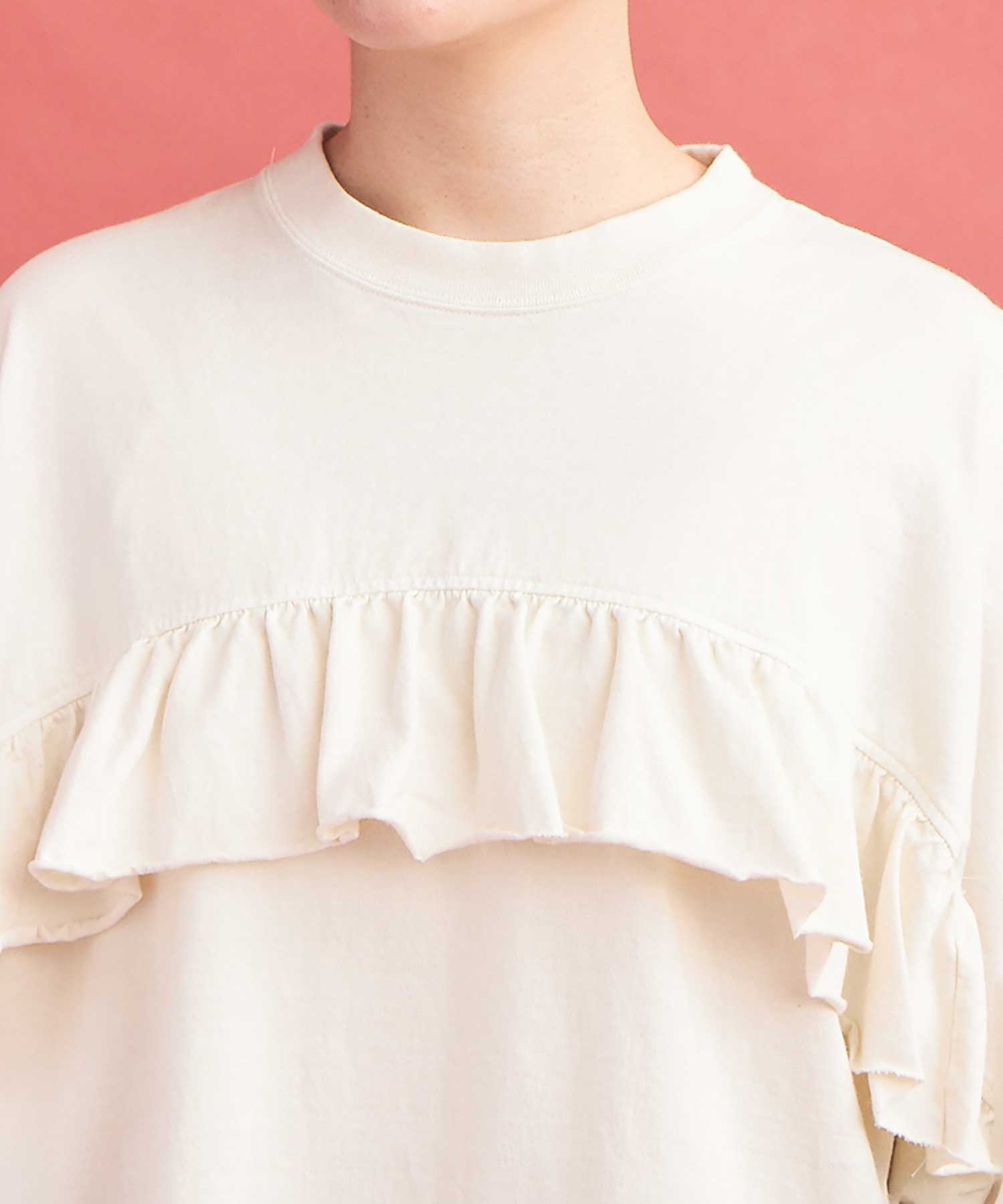 正規品♡リボンプルオーバー♡オフホワイト AMBIDEX Store ○18/-度詰天竺 製品染 FRILL プルオーバー(F OFF