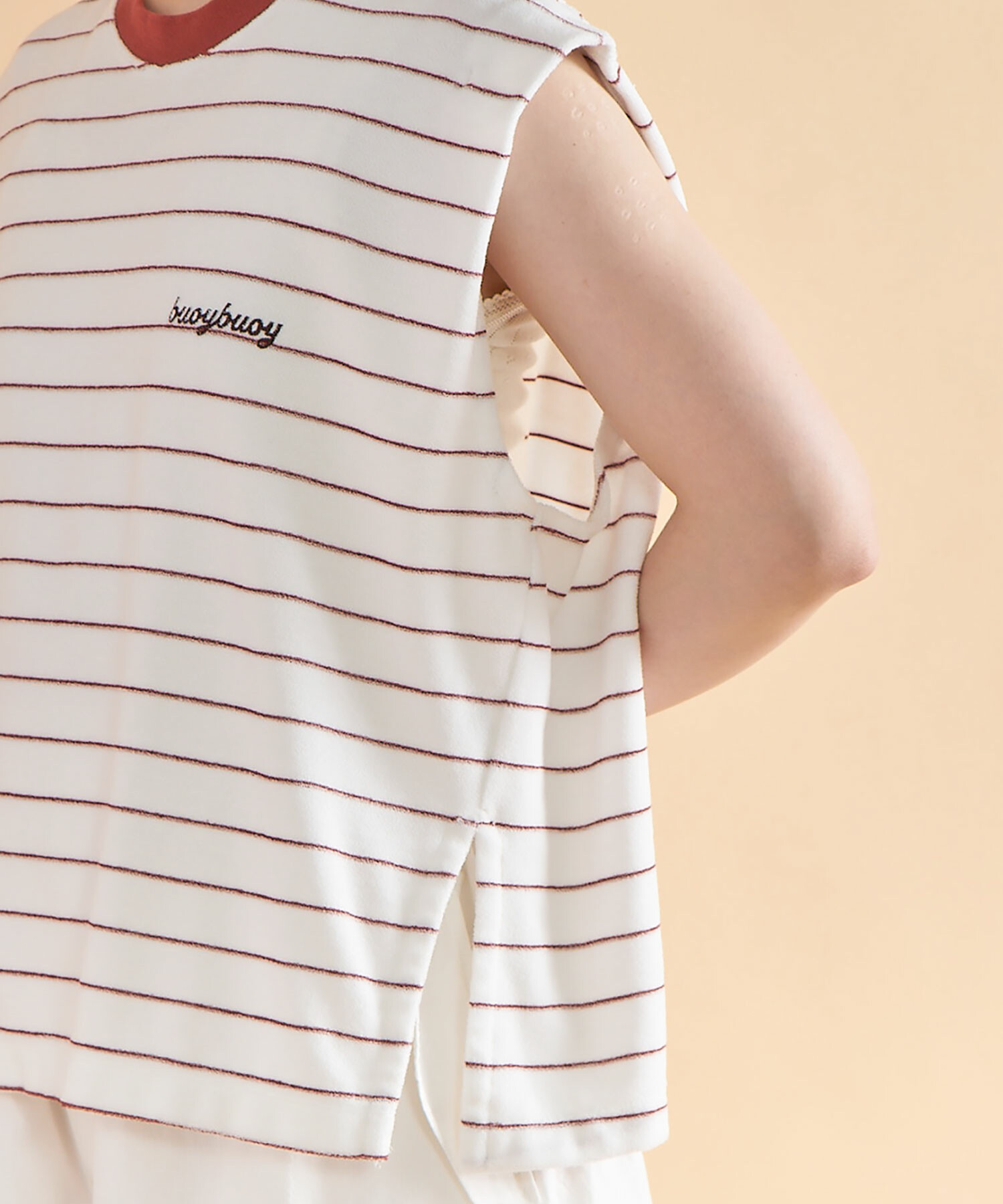 AMBIDEX Store ○pil border MINI プルオーバー(F WHITE×RED): FLAT 