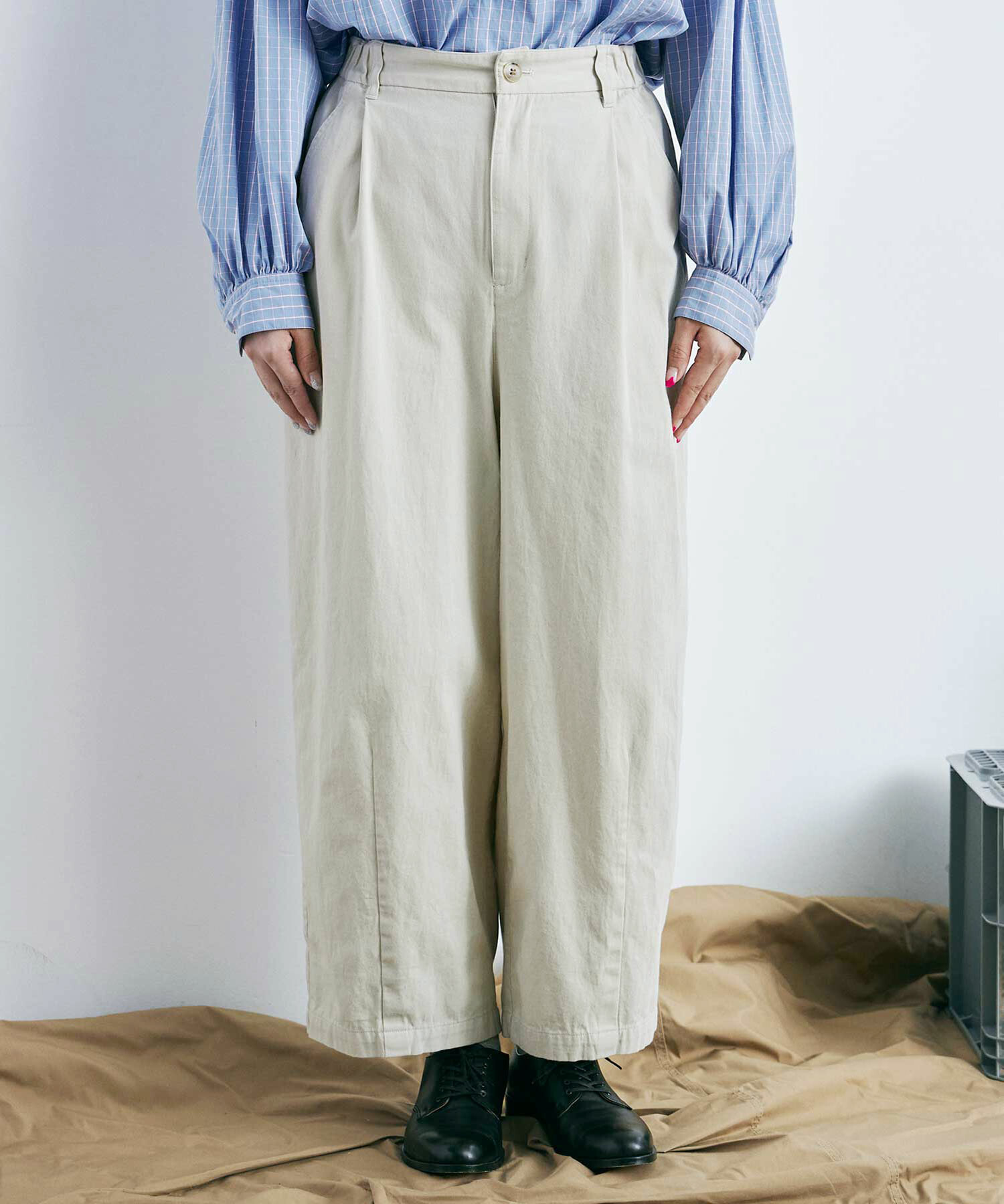 AMBIDEX Store ○強撚TWILL BONTAN パンツ(F LT.BEIGE): FLAT