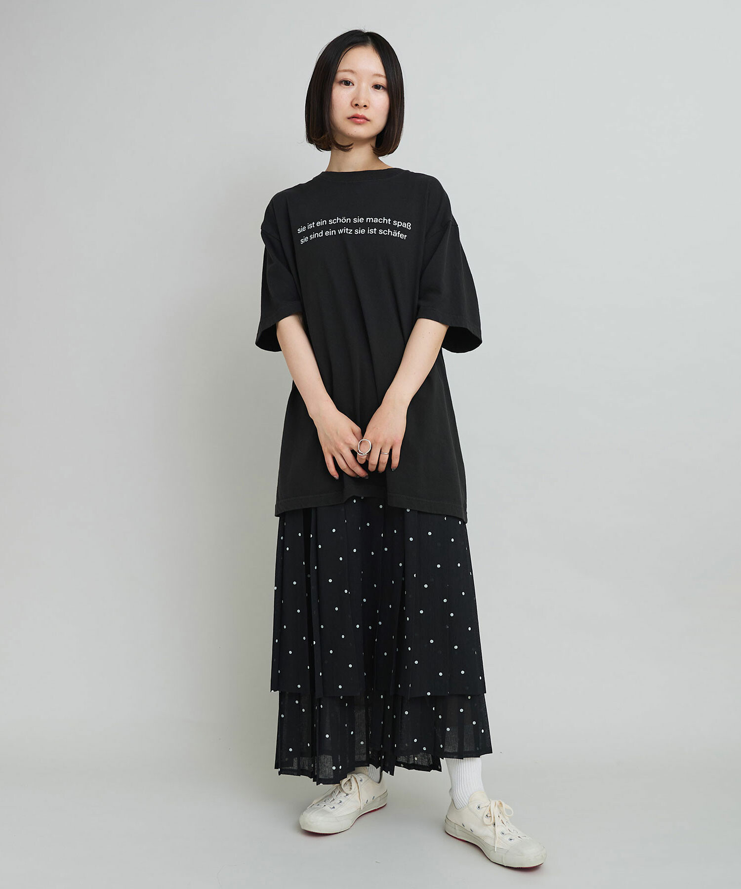 AMBIDEX Store 〇製品染めロゴプリント BIG Tシャツ(F シロ): iki