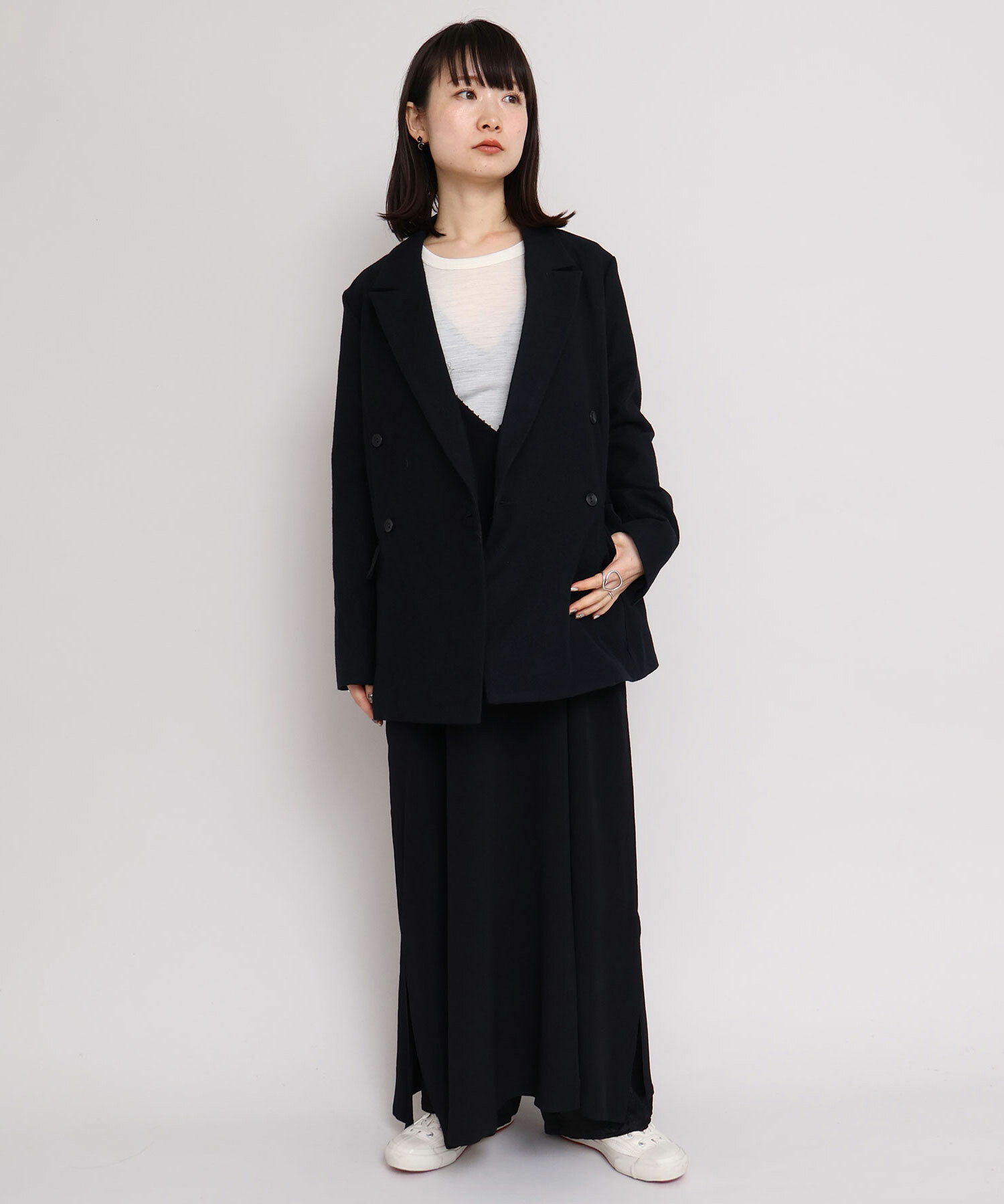 AMBIDEX Store 強縮ウール ダブルテーラード ジャケット(F クロ): iki