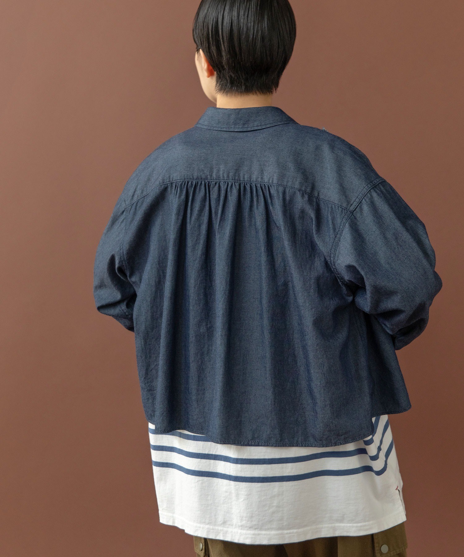 AMBIDEX Store ○ライトオンスデニム たっぷりフリルブラウス(F