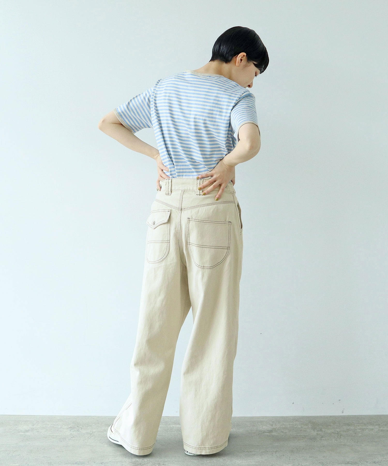 AMBIDEX Store ○デニム/カツラギ ウォッシュサイドタブパンツ
