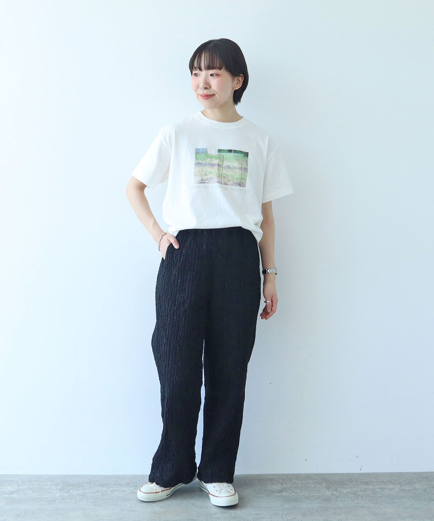 AMBIDEX Store ○ストライプ刺繍 easyパンツ(セットアップ対応