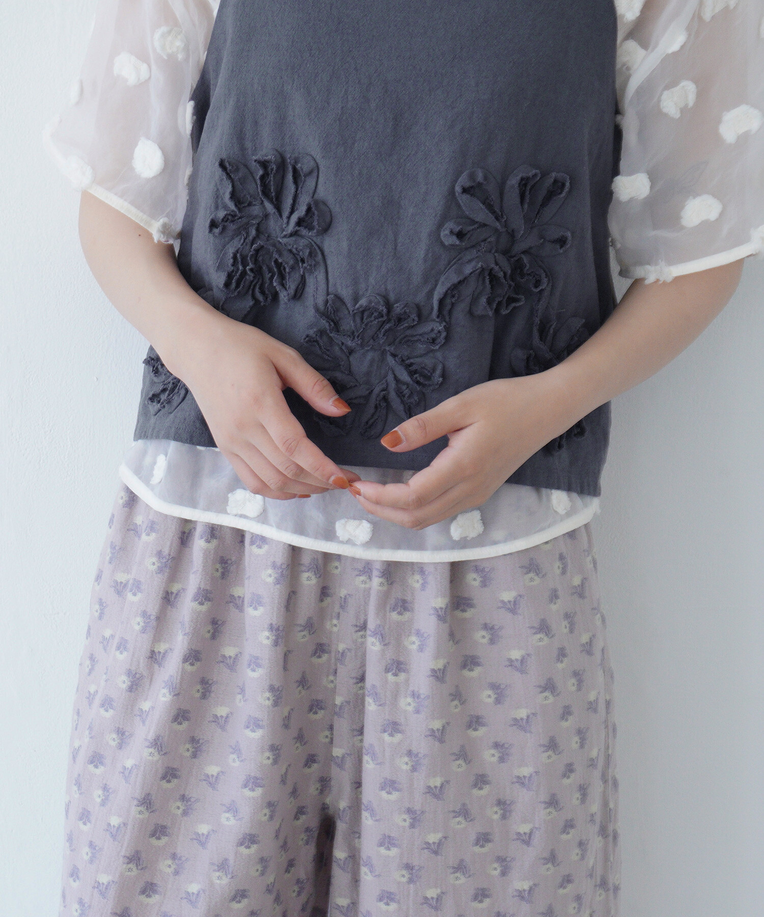 lapin様 AMBIDEX Store △〇rondo ribbon embroidery キャミ(F ブルー