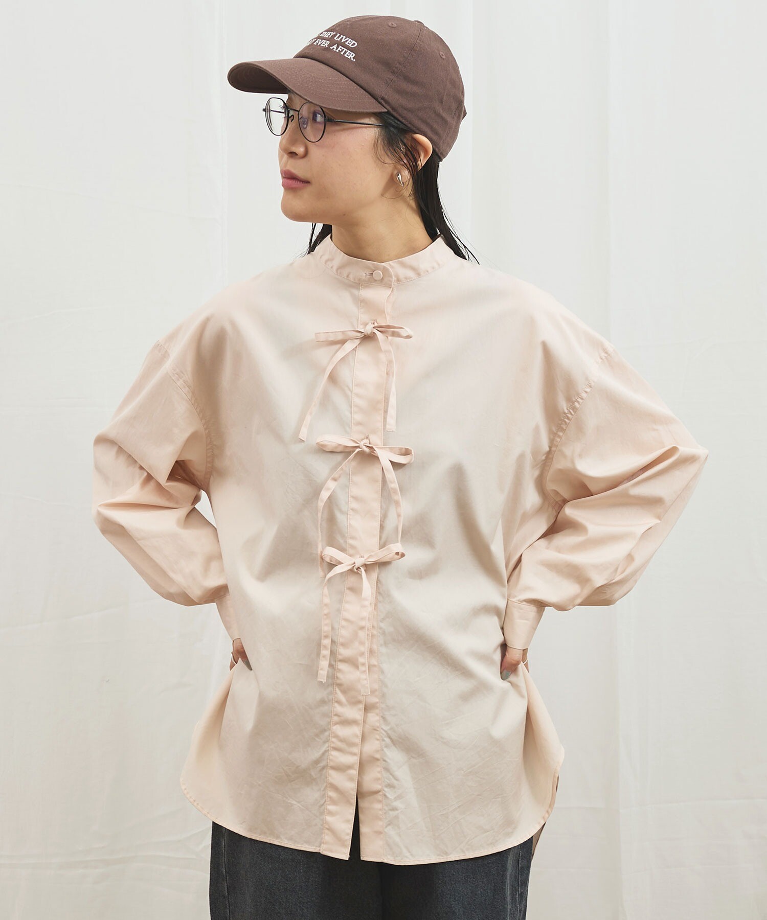 AMBIDEX Store ribbon long shirt(F ピンク): l'atelier du savon
