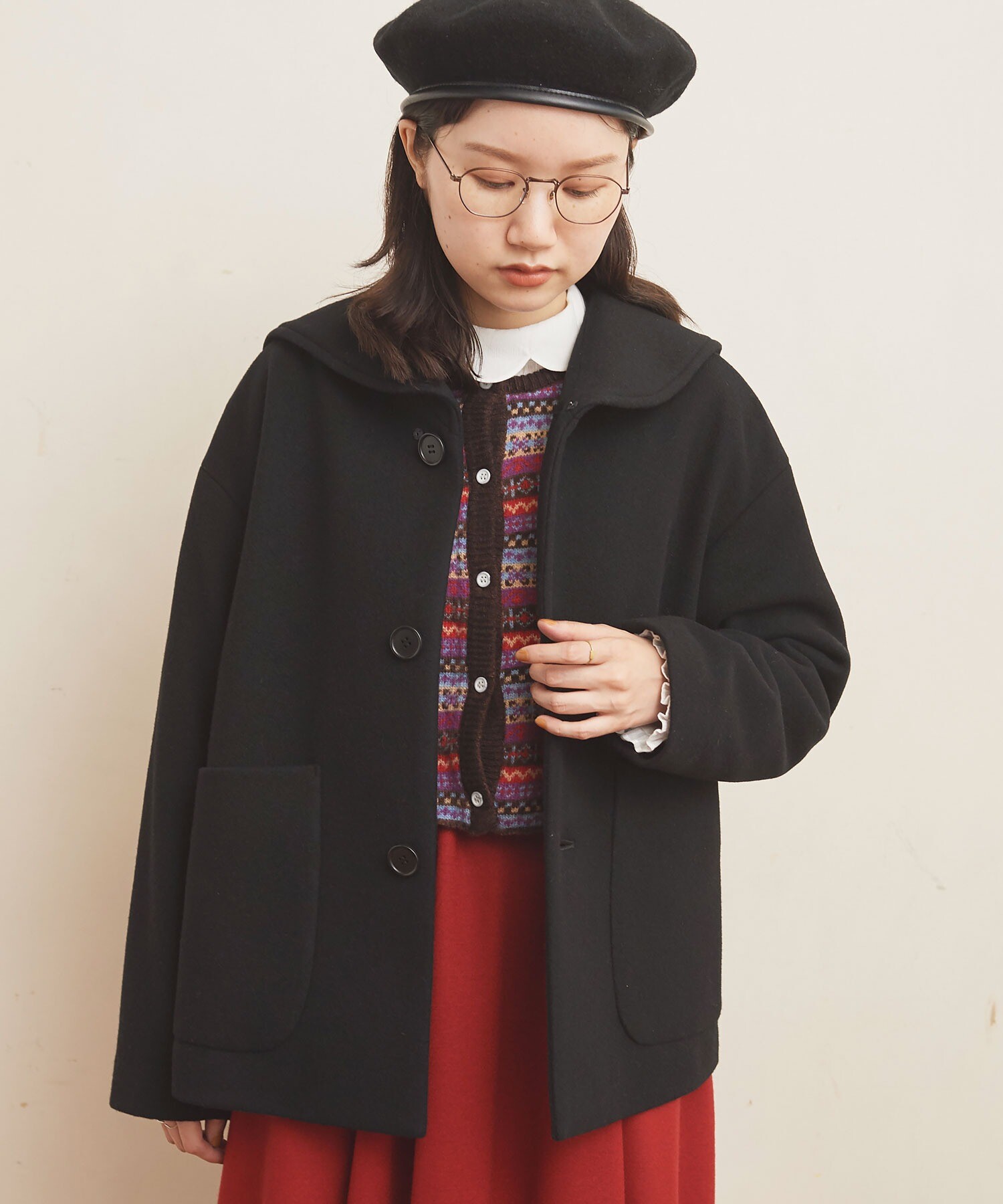 期間限定！スーパー還元】fig london ウールカシミヤ セーラーコート