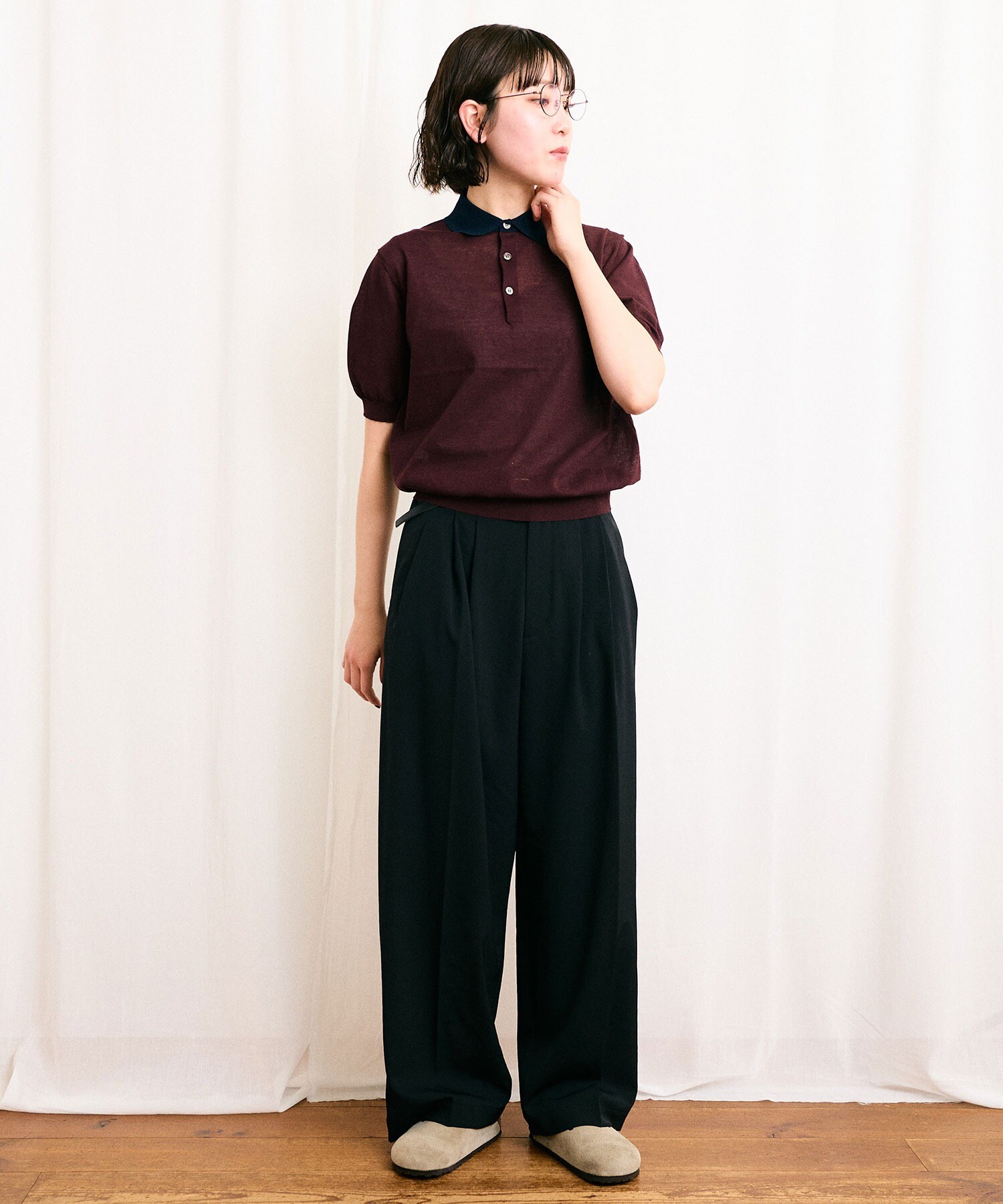 AMBIDEX Store 【予約販売】〇SHEER knit polo(F ボーダー): l