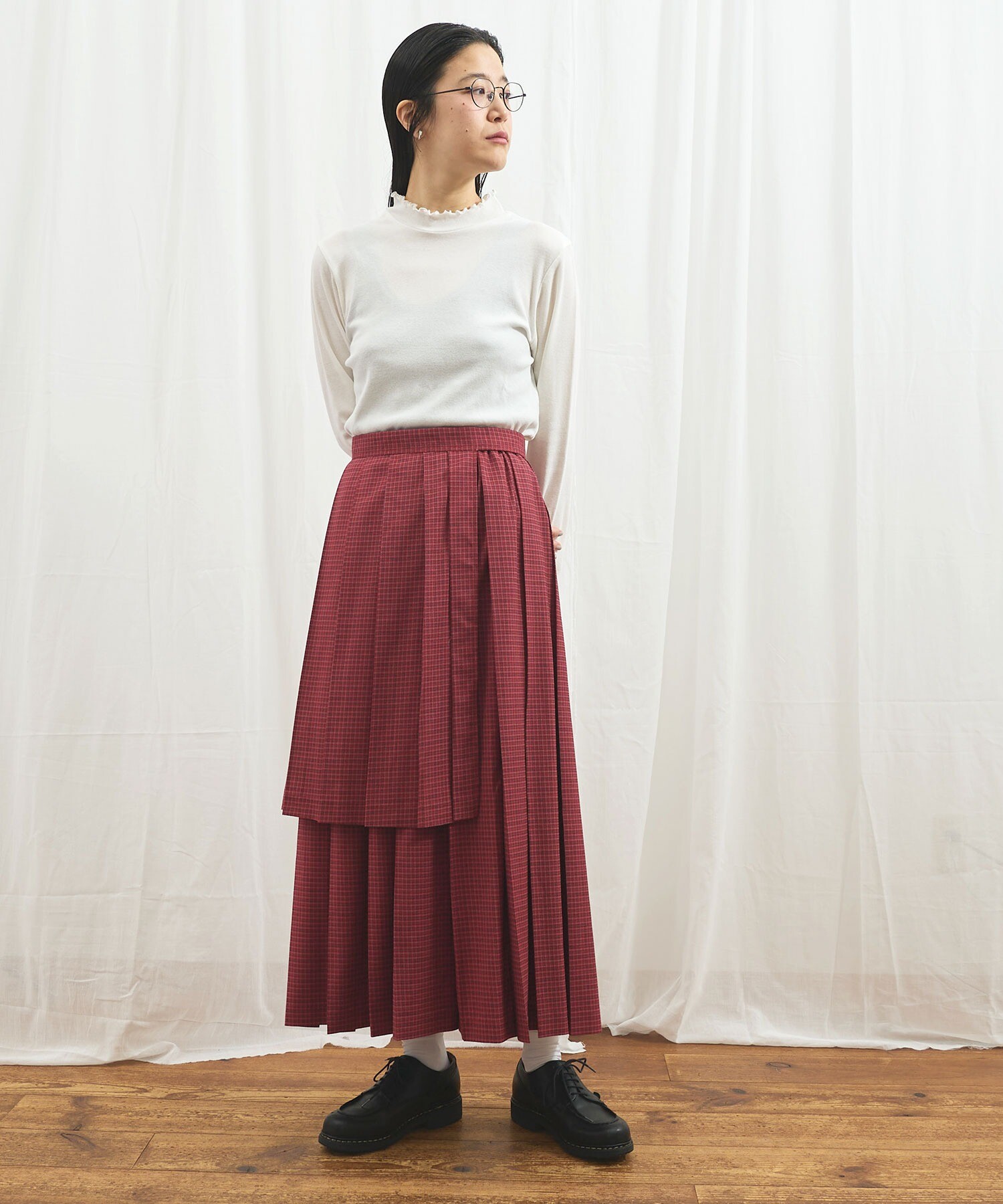 AMBIDEX Store 〇apron pleats skirt(F チェック): l'atelier du savon