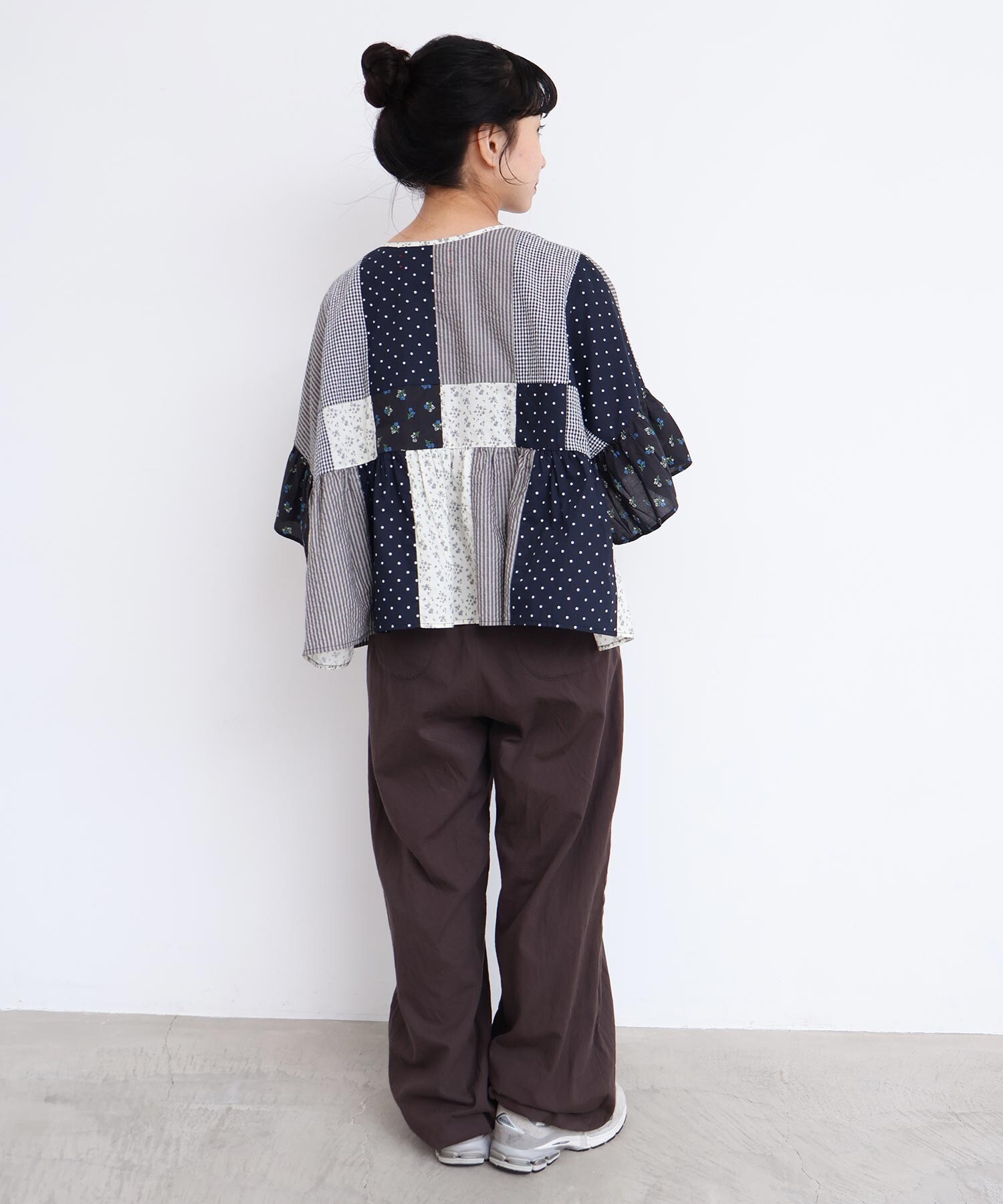 AMBIDEX Store little garden パッチワークブラウス(F クロ): l