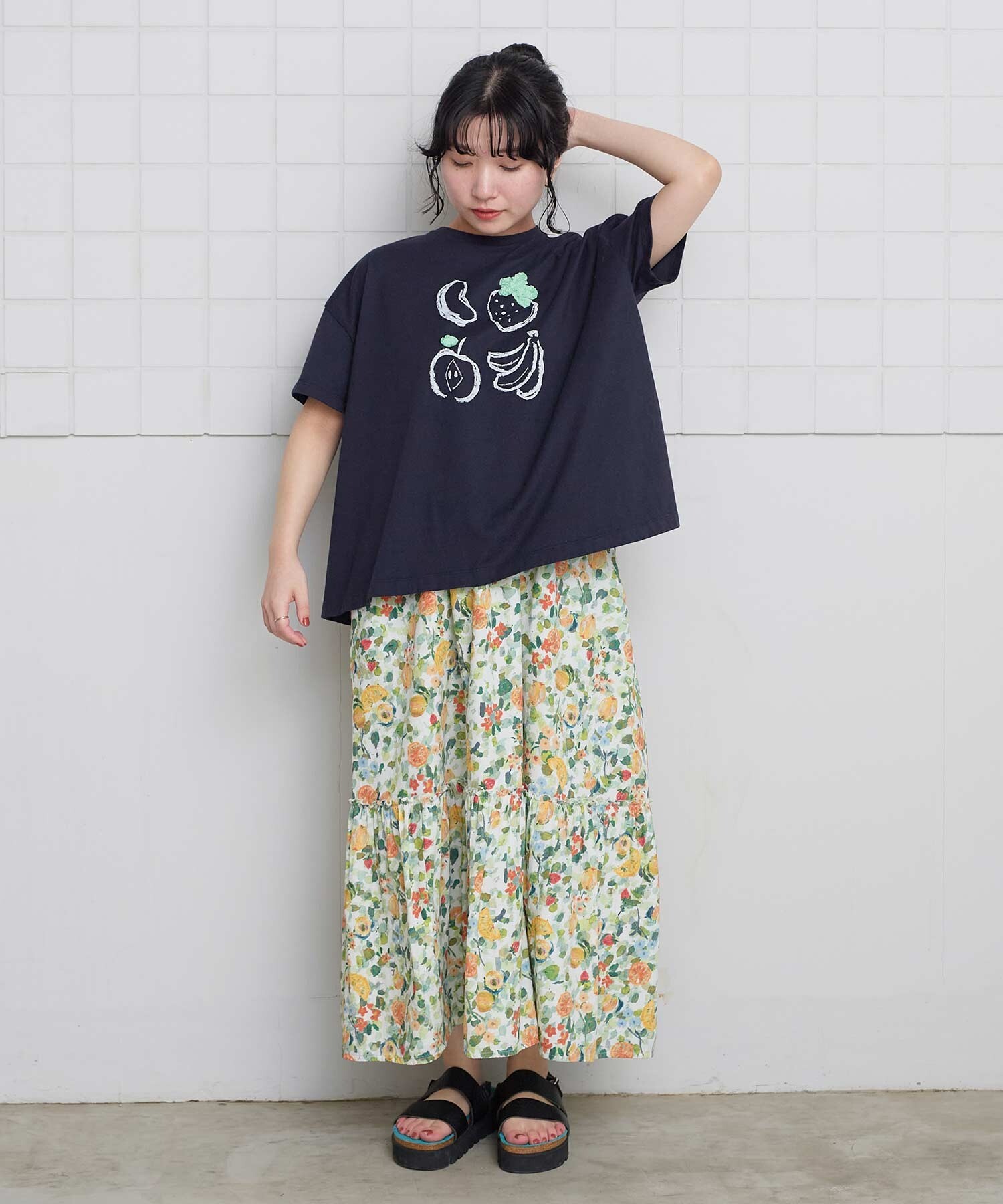 アトリエドゥサボン パンジー アップリケ トップス l'atelier du savon（アトリエドゥサボン） tシャツ 植物おせわ係